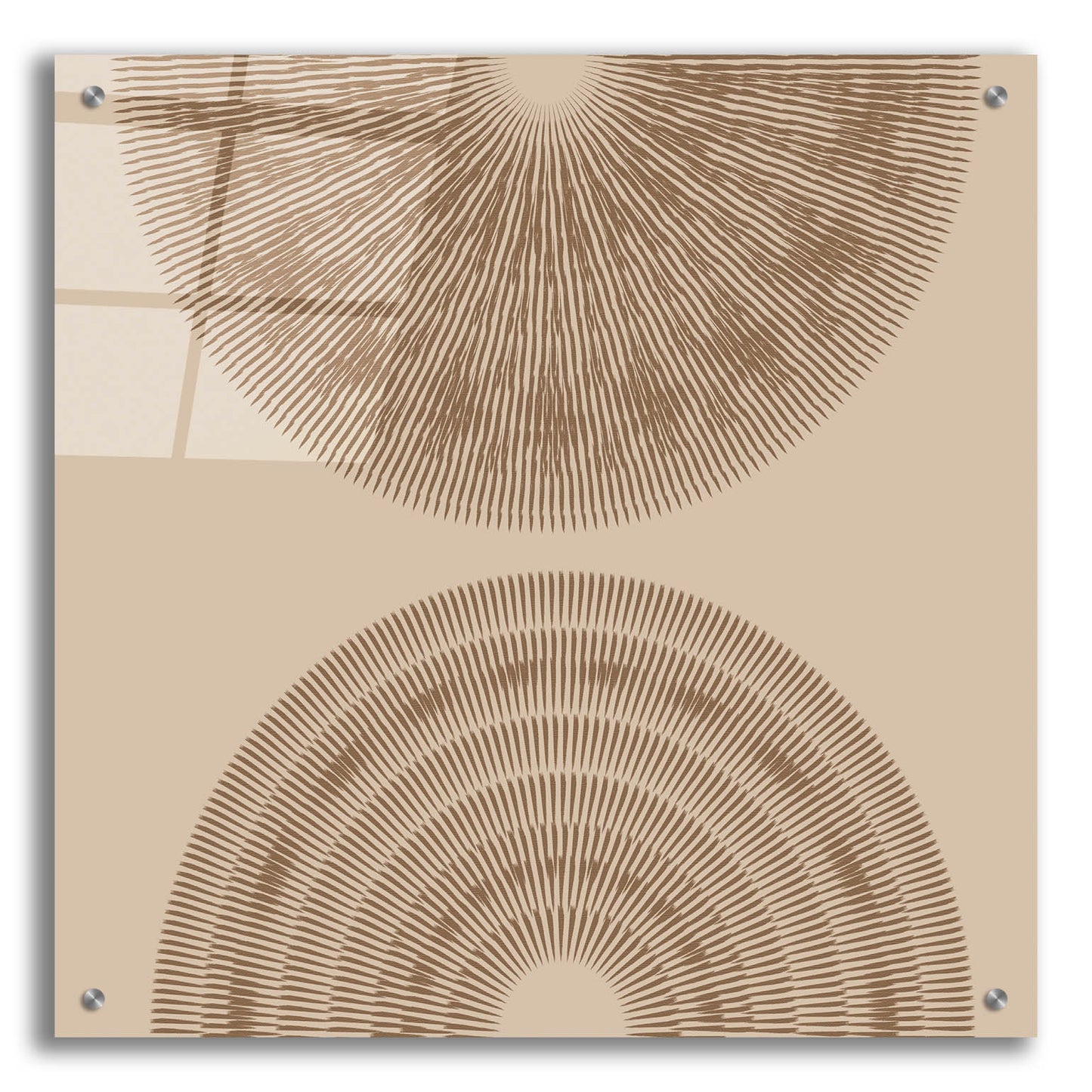 Epic Art 'Beige And Brown 2 Big Abstractred Woven Circles' by Sabrina Balbuena, Acrylic Glass Wall Art,24x24