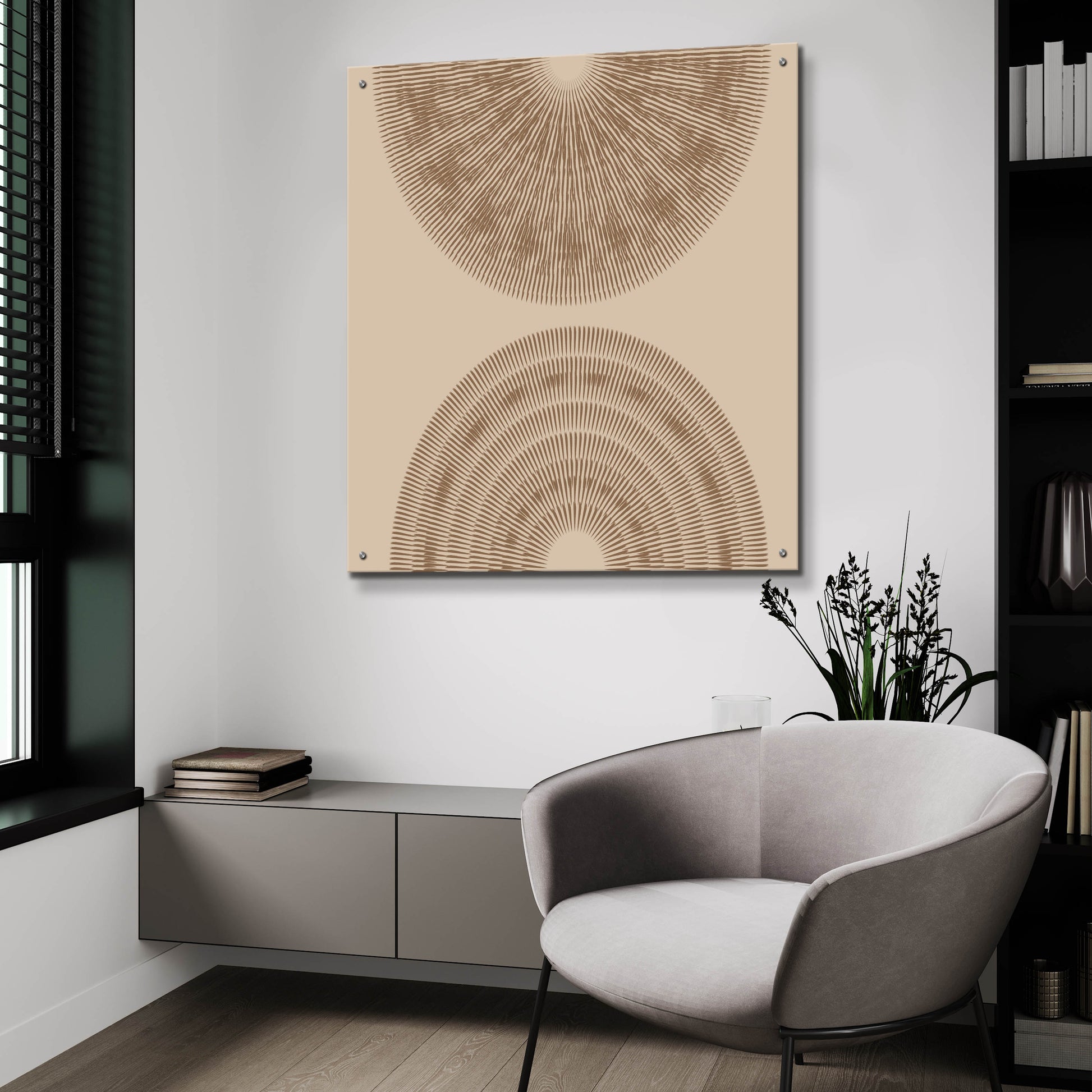 Epic Art 'Beige And Brown 2 Big Abstractred Woven Circles' by Sabrina Balbuena, Acrylic Glass Wall Art,36x36