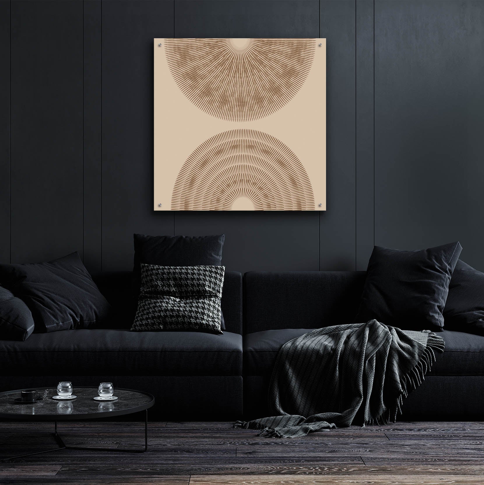 Epic Art 'Beige And Brown 2 Big Abstractred Woven Circles' by Sabrina Balbuena, Acrylic Glass Wall Art,36x36