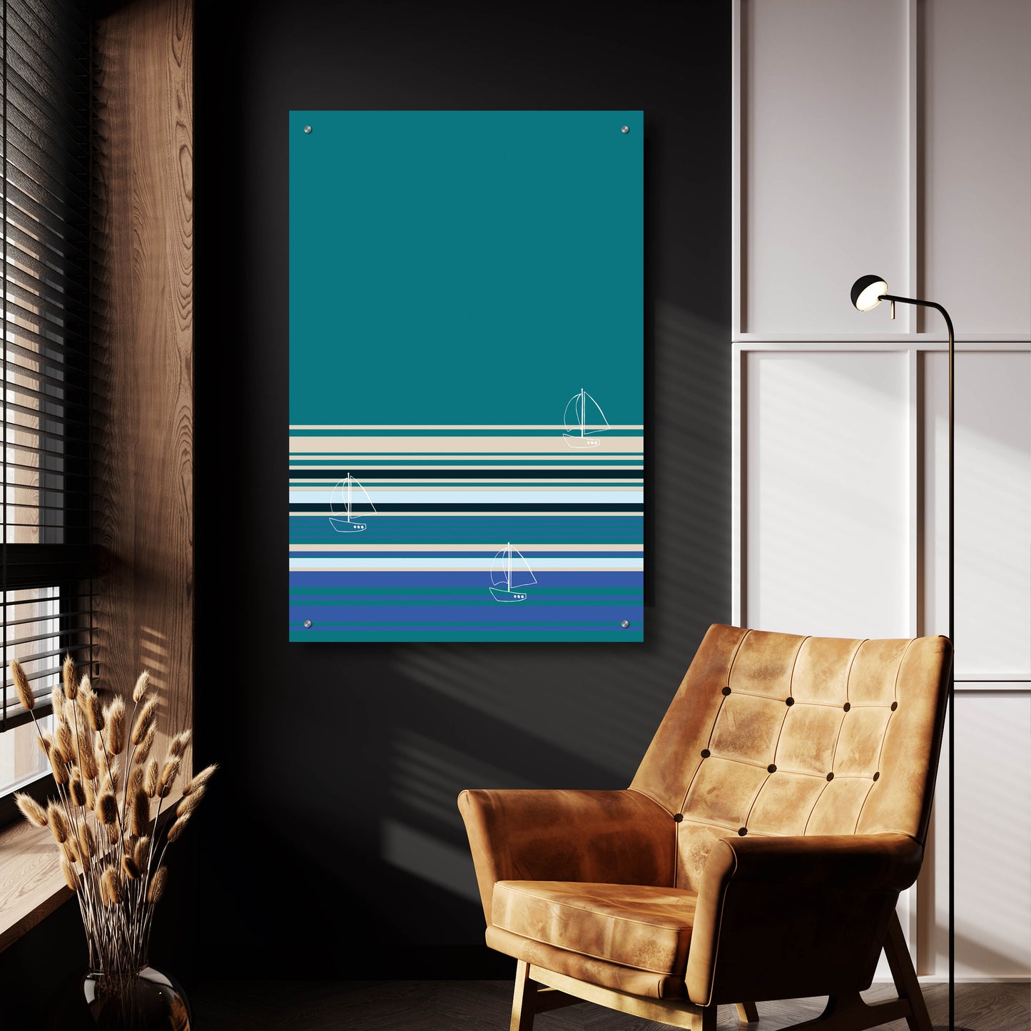 Epic Art 'Boats Sailing On The Blue Sea' by Sabrina Balbuena, Acrylic Glass Wall Art,24x36