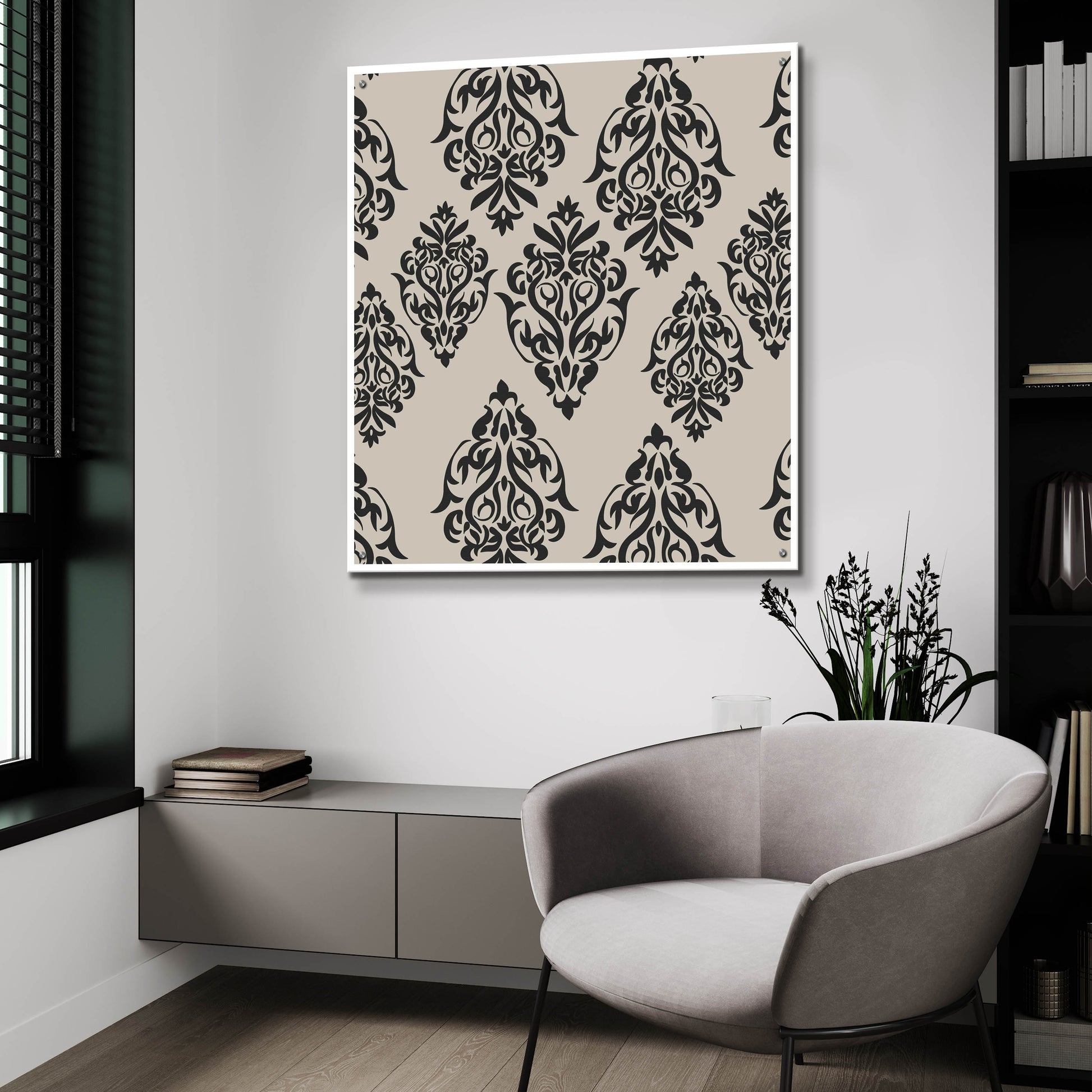 Epic Art 'Hand Drawn Linocut Floral Pattern' by Sabrina Balbuena, Acrylic Glass Wall Art,36x36