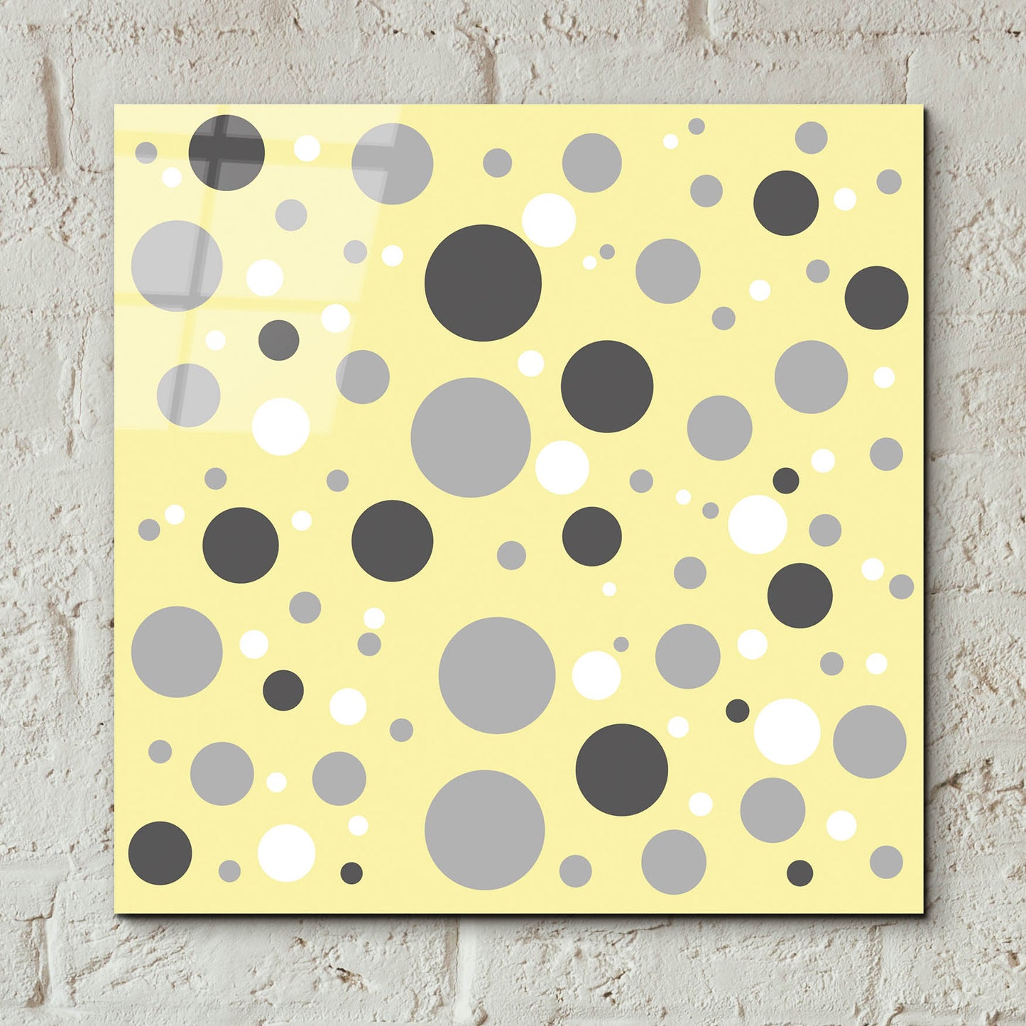 Epic Art 'Fade To Grey Dark And Light Grey And White Dots' by Sabrina Balbuena, Acrylic Glass Wall Art,12x12