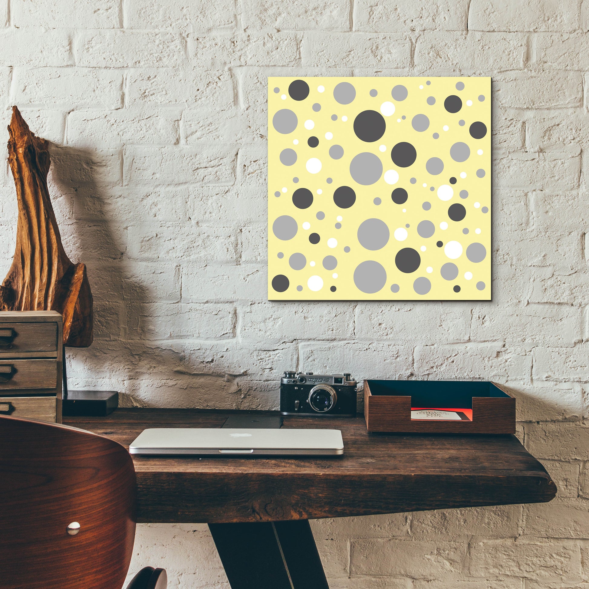 Epic Art 'Fade To Grey Dark And Light Grey And White Dots' by Sabrina Balbuena, Acrylic Glass Wall Art,12x12