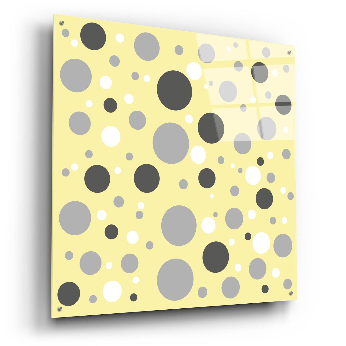 Epic Art 'Fade To Grey Dark And Light Grey And White Dots' by Sabrina Balbuena, Acrylic Glass Wall Art,36x36