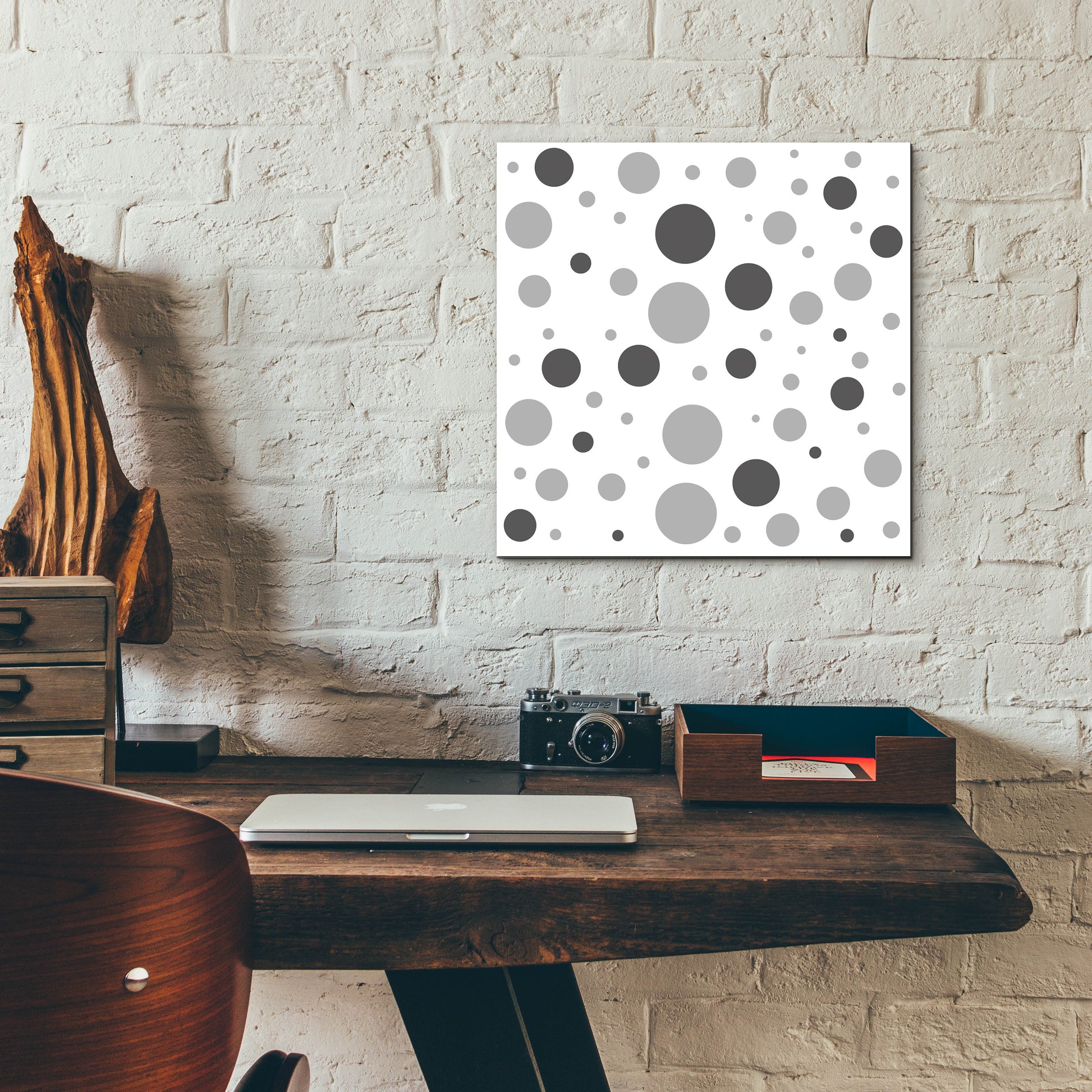 Epic Art 'Fade To Grey Dark And Light Grey Dots' by Sabrina Balbuena, Acrylic Glass Wall Art,12x12