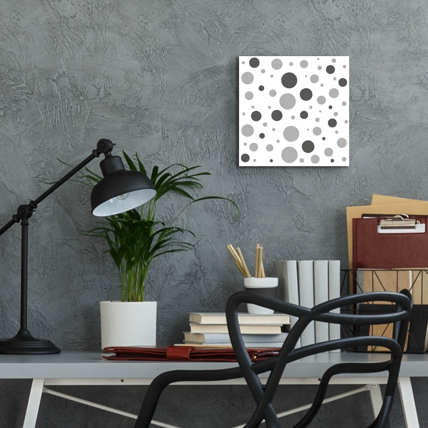 Epic Art 'Fade To Grey Dark And Light Grey Dots' by Sabrina Balbuena, Acrylic Glass Wall Art,12x12