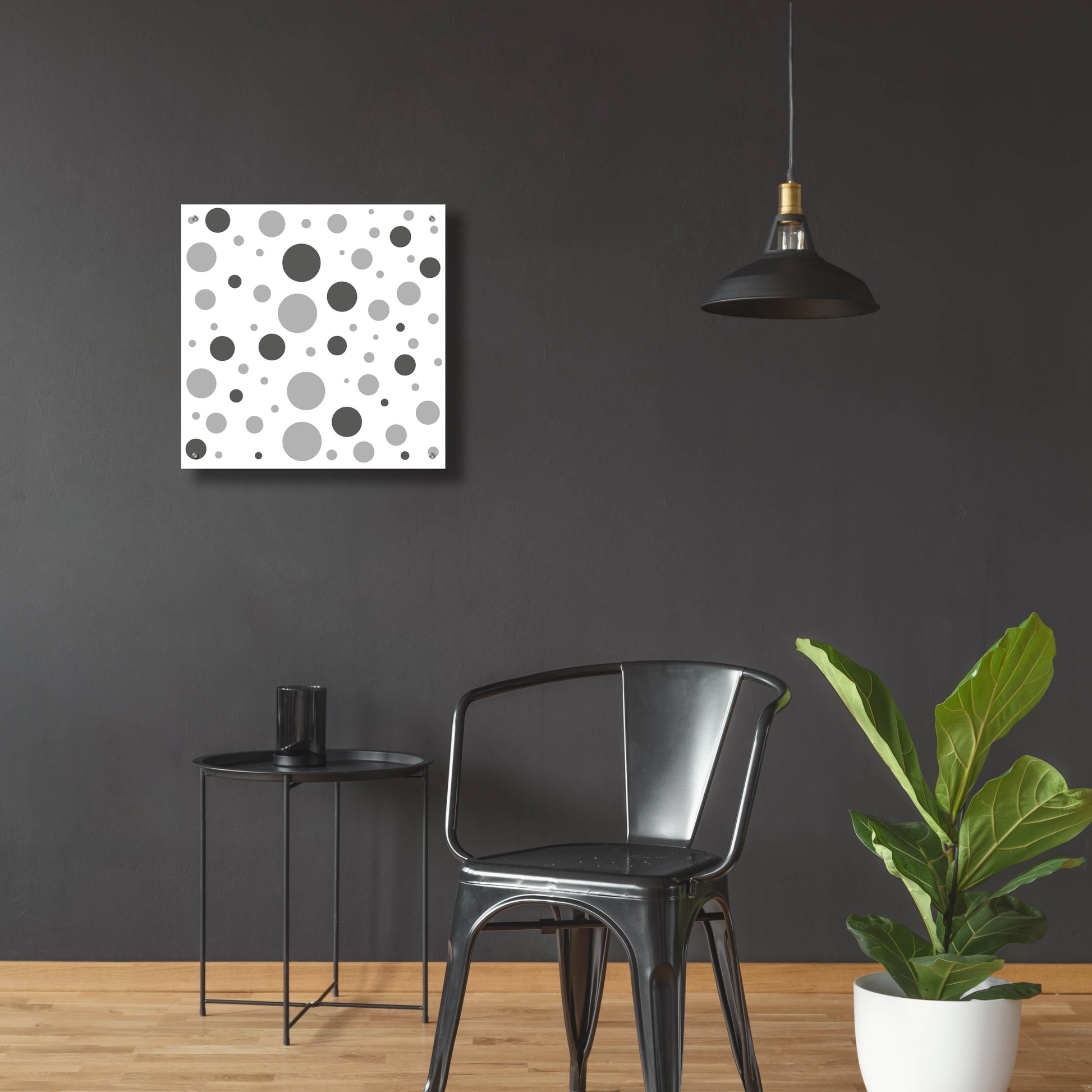 Epic Art 'Fade To Grey Dark And Light Grey Dots' by Sabrina Balbuena, Acrylic Glass Wall Art,24x24