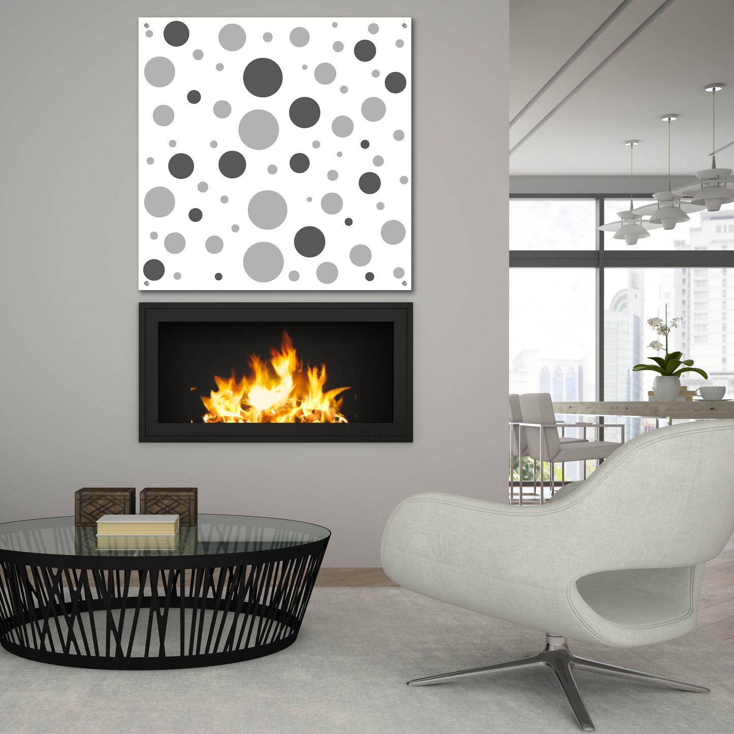 Epic Art 'Fade To Grey Dark And Light Grey Dots' by Sabrina Balbuena, Acrylic Glass Wall Art,36x36