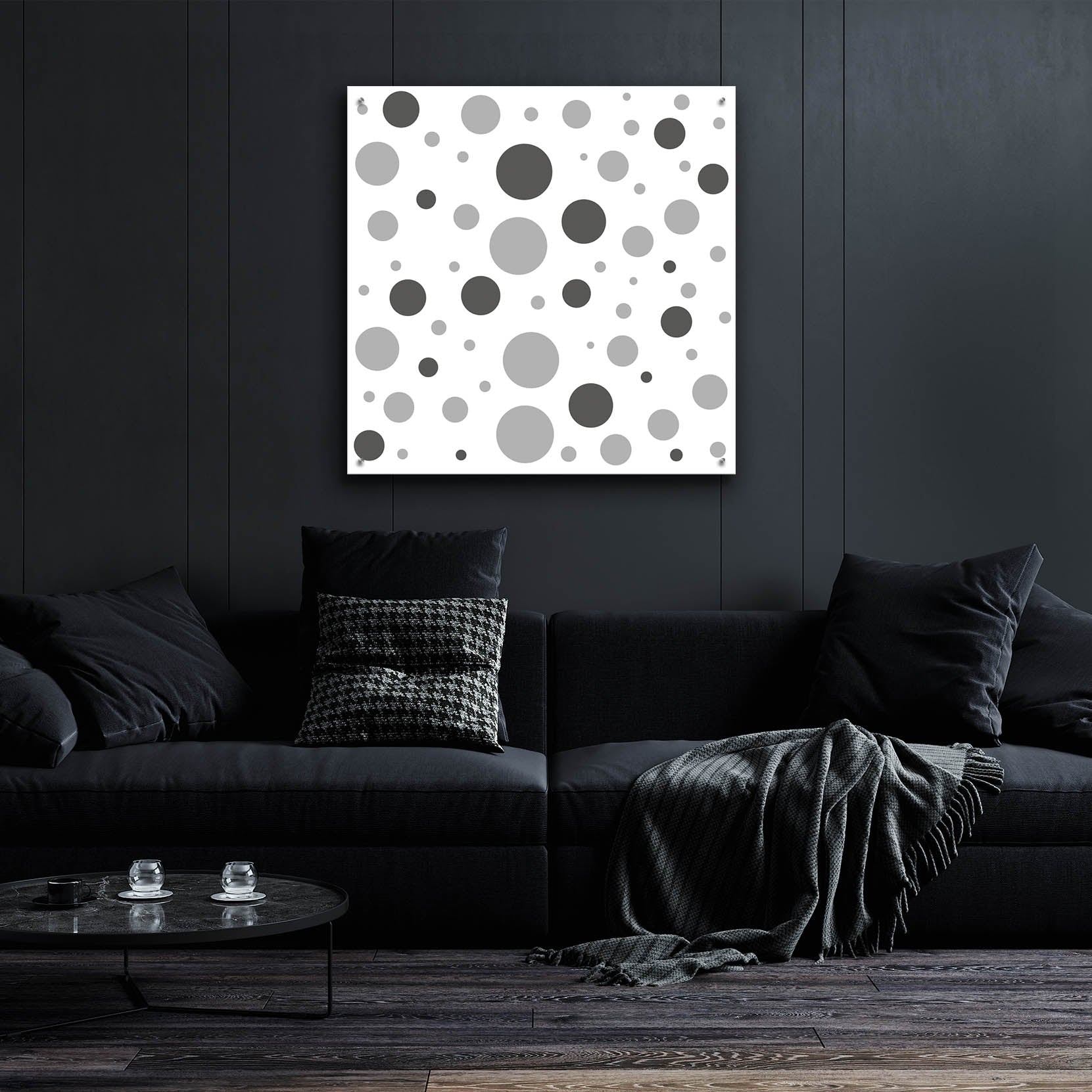 Epic Art 'Fade To Grey Dark And Light Grey Dots' by Sabrina Balbuena, Acrylic Glass Wall Art,36x36