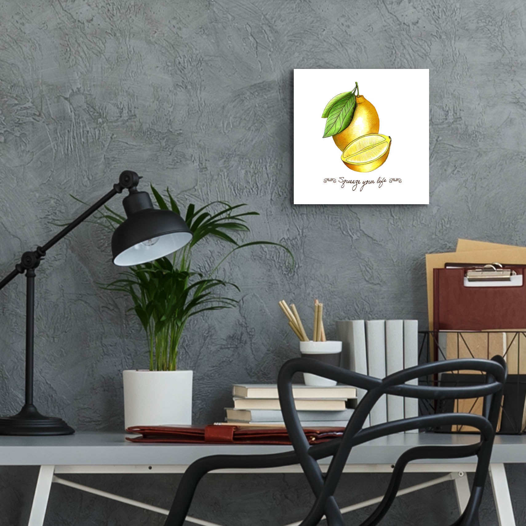 Epic Art 'Illuminating Lemon And Positive Phrase' by Sabrina Balbuena, Acrylic Glass Wall Art,12x12