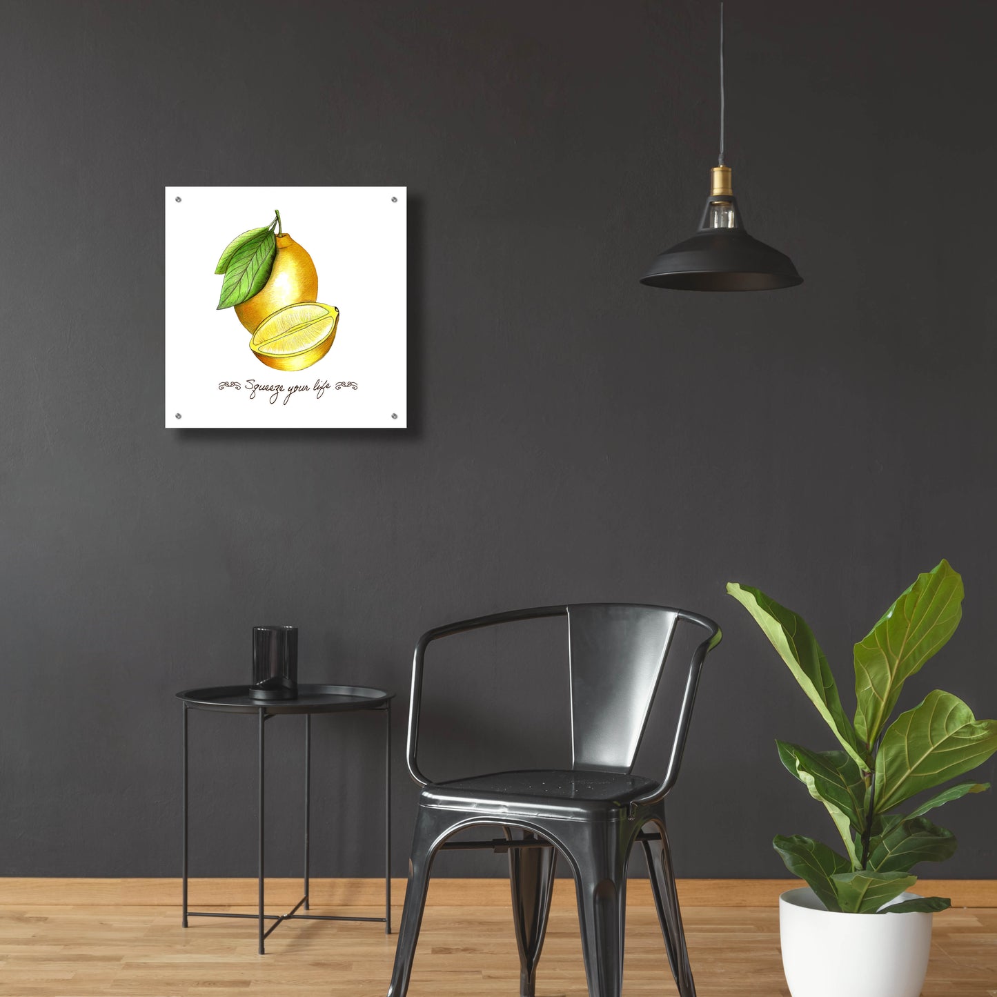 Epic Art 'Illuminating Lemon And Positive Phrase' by Sabrina Balbuena, Acrylic Glass Wall Art,24x24