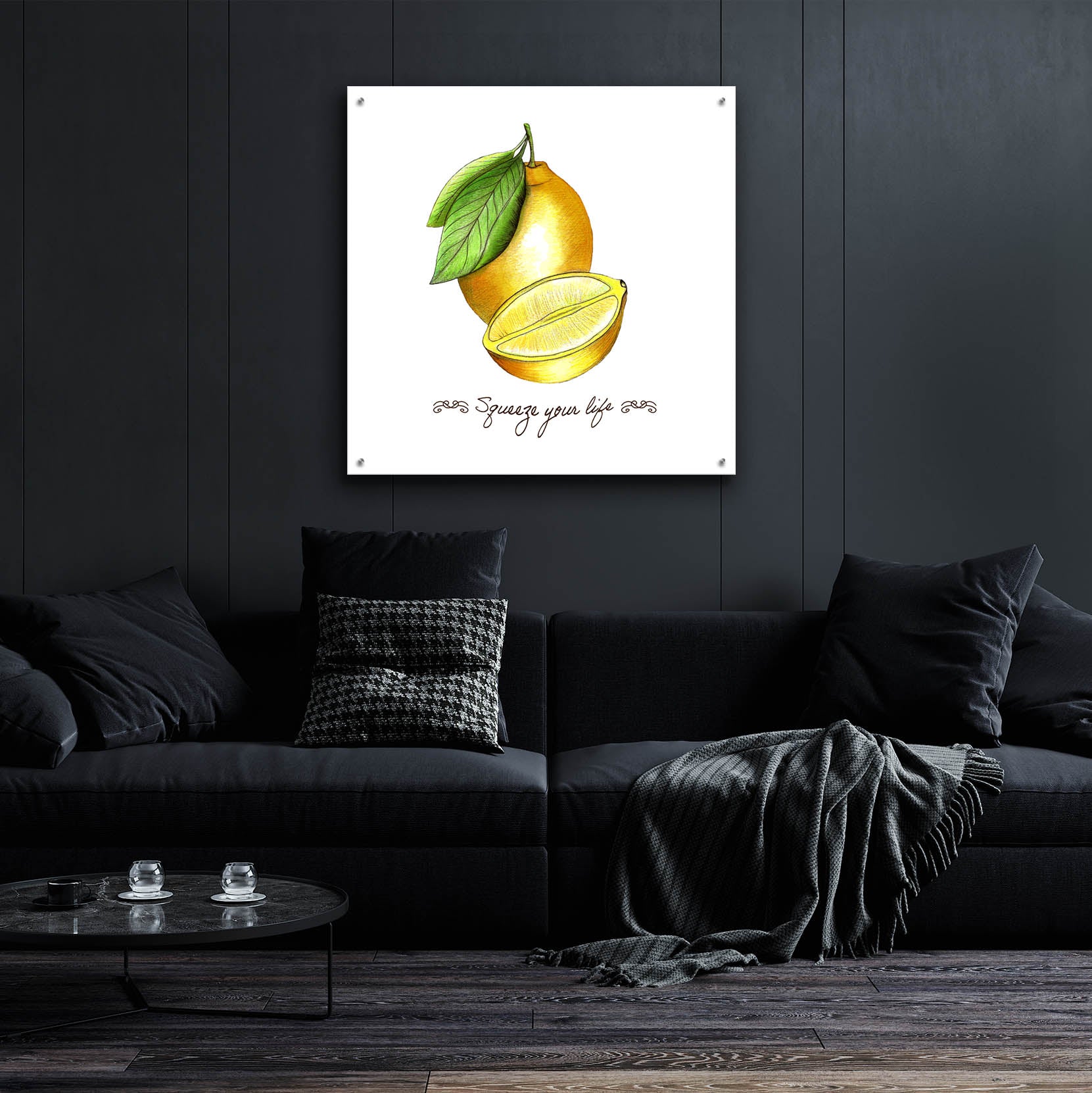 Epic Art 'Illuminating Lemon And Positive Phrase' by Sabrina Balbuena, Acrylic Glass Wall Art,36x36