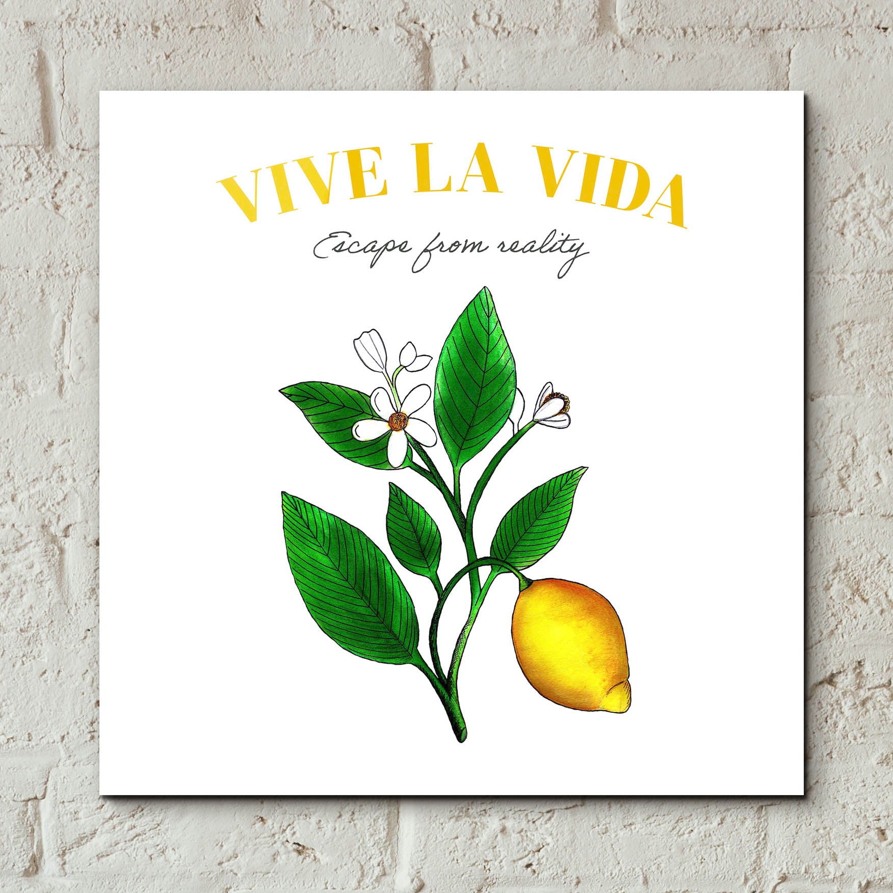 Epic Art 'Illuminating Lemon And Positive Phrase 2' by Sabrina Balbuena, Acrylic Glass Wall Art,12x12