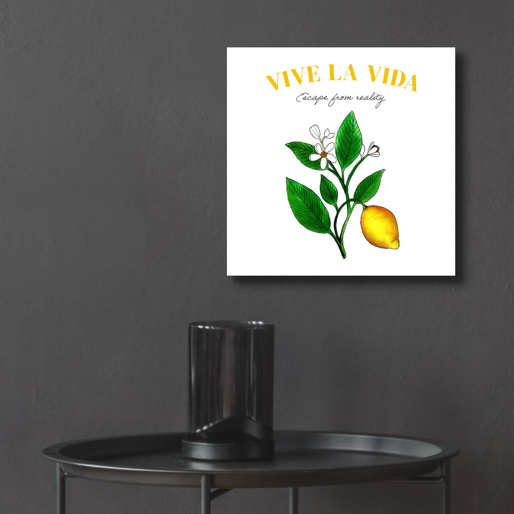 Epic Art 'Illuminating Lemon And Positive Phrase 2' by Sabrina Balbuena, Acrylic Glass Wall Art,12x12