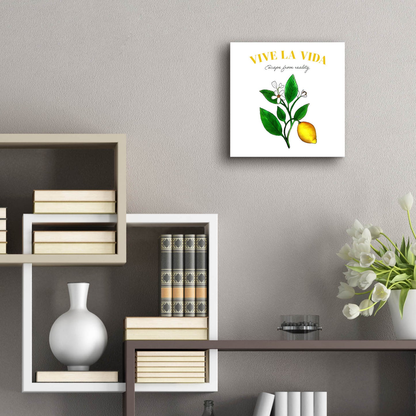 Epic Art 'Illuminating Lemon And Positive Phrase 2' by Sabrina Balbuena, Acrylic Glass Wall Art,12x12