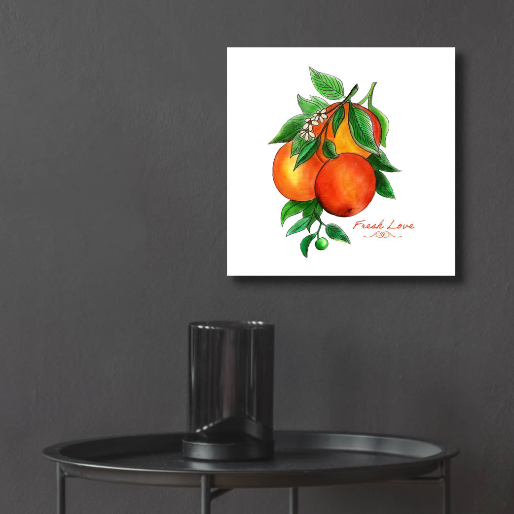 Epic Art 'Illuminating Oranges And Phrase' by Sabrina Balbuena, Acrylic Glass Wall Art,12x12