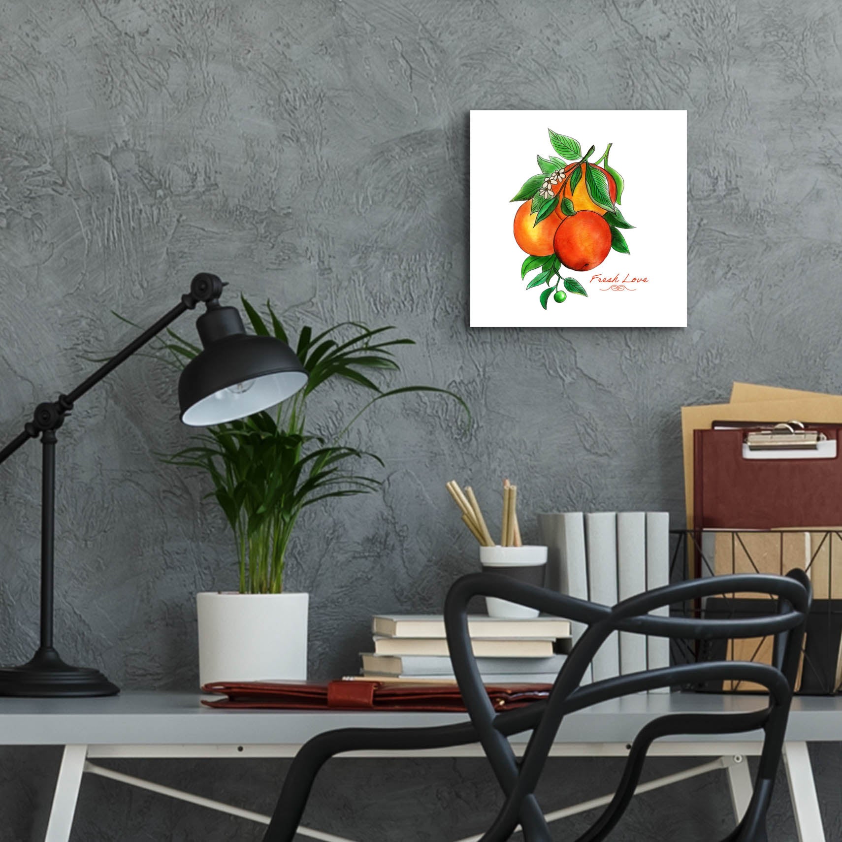 Epic Art 'Illuminating Oranges And Phrase' by Sabrina Balbuena, Acrylic Glass Wall Art,12x12