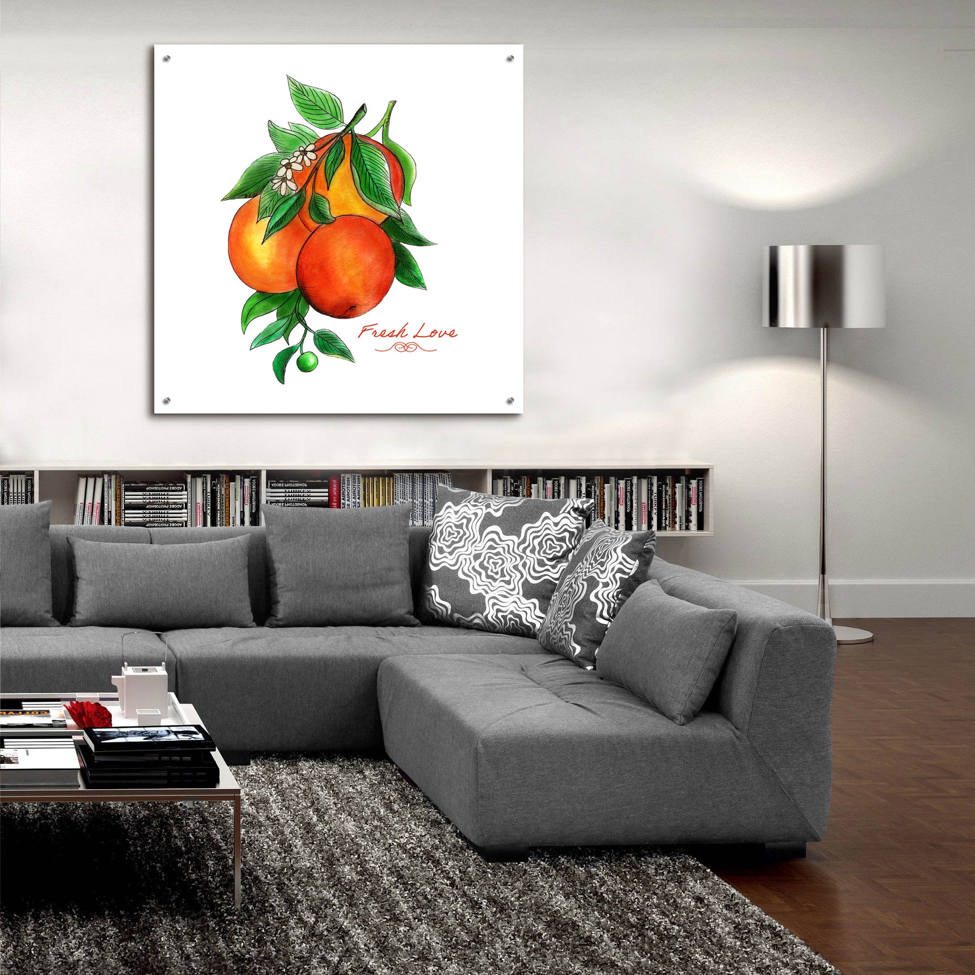 Epic Art 'Illuminating Oranges And Phrase' by Sabrina Balbuena, Acrylic Glass Wall Art,36x36