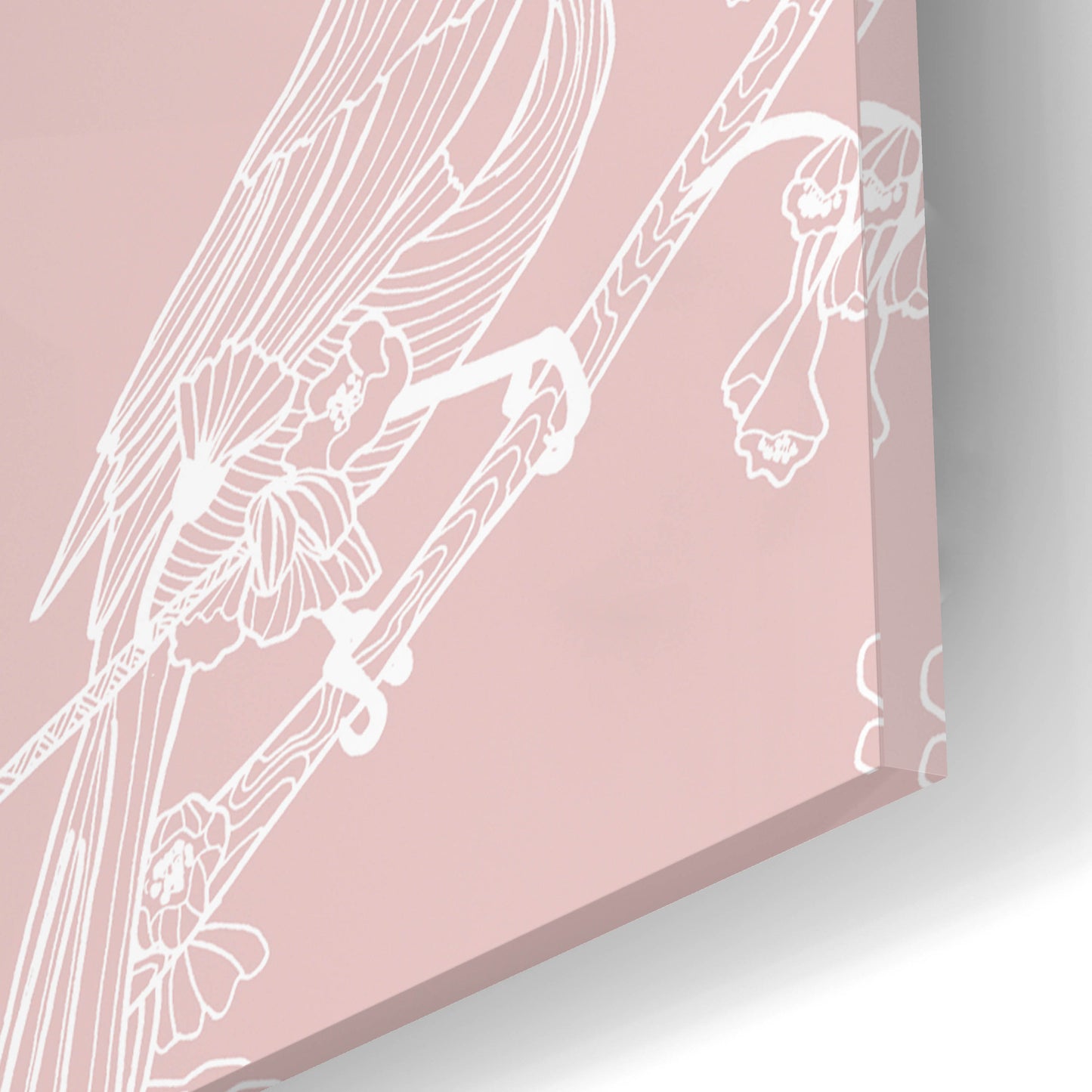 Epic Art 'Pure Bird On A Branch Pattern Pink Background' by Sabrina Balbuena, Acrylic Glass Wall Art,12x12