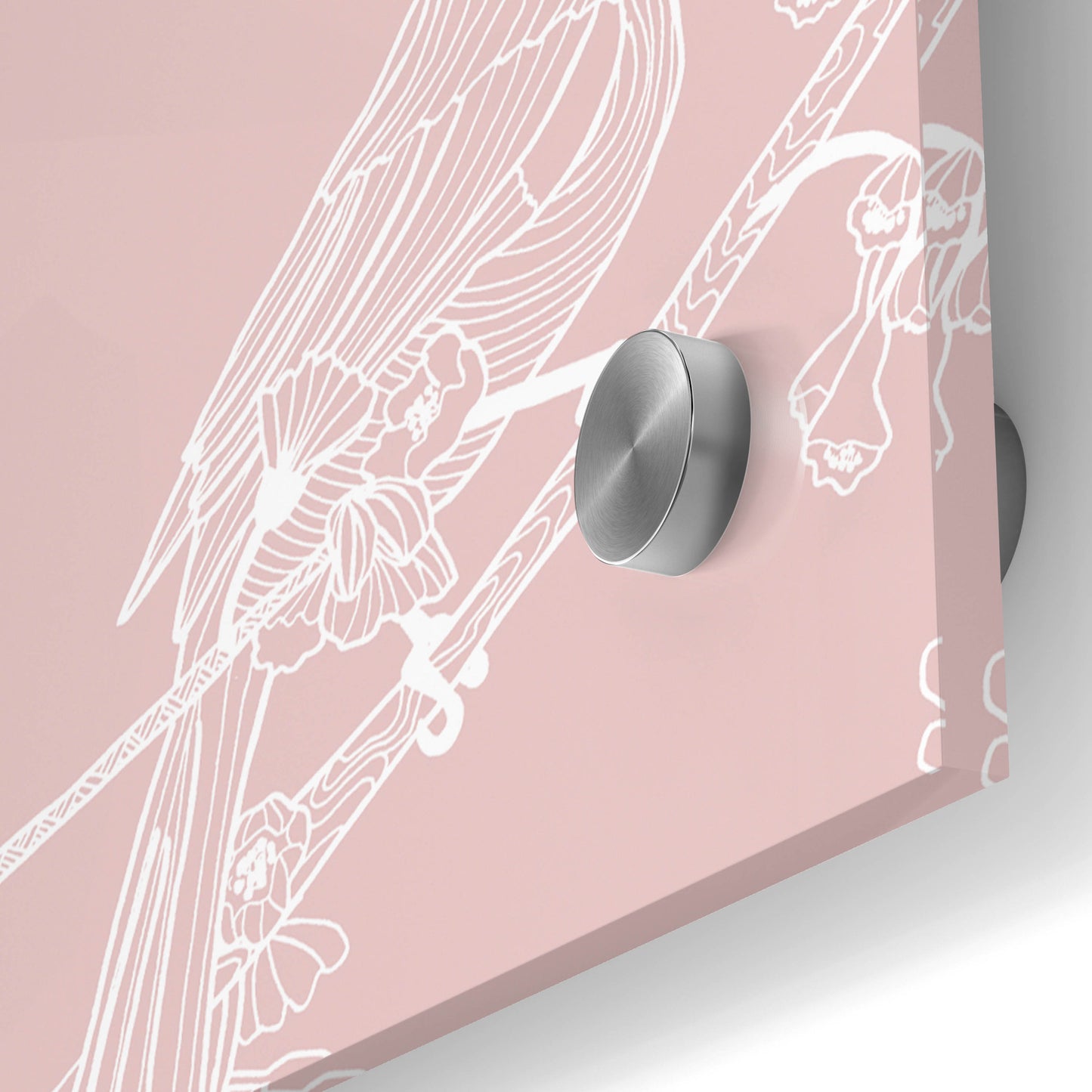 Epic Art 'Pure Bird On A Branch Pattern Pink Background' by Sabrina Balbuena, Acrylic Glass Wall Art,36x36