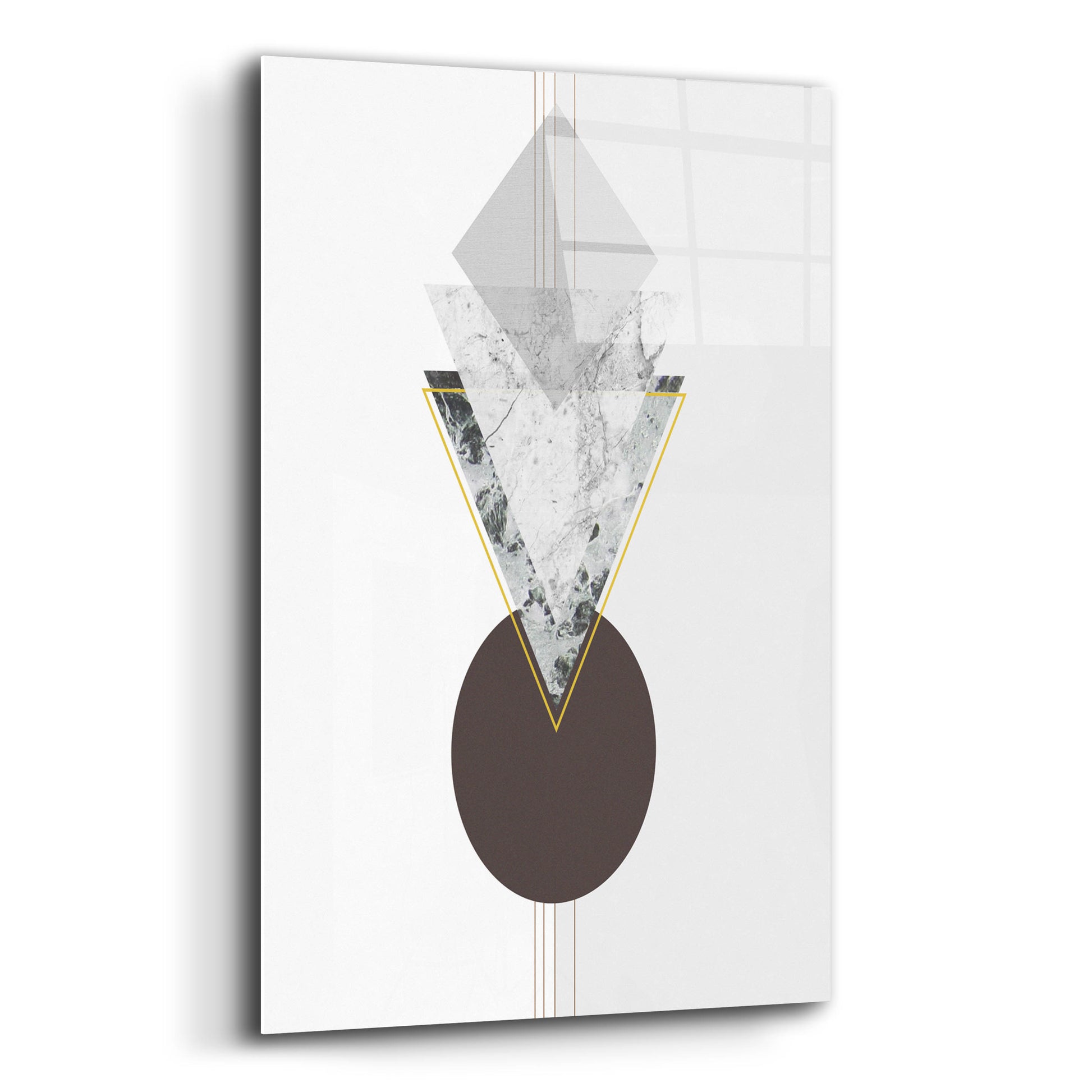 Epic Art 'Deco Grey Marble Triangle' by Sabrina Balbuena, Acrylic Glass Wall Art,12x16