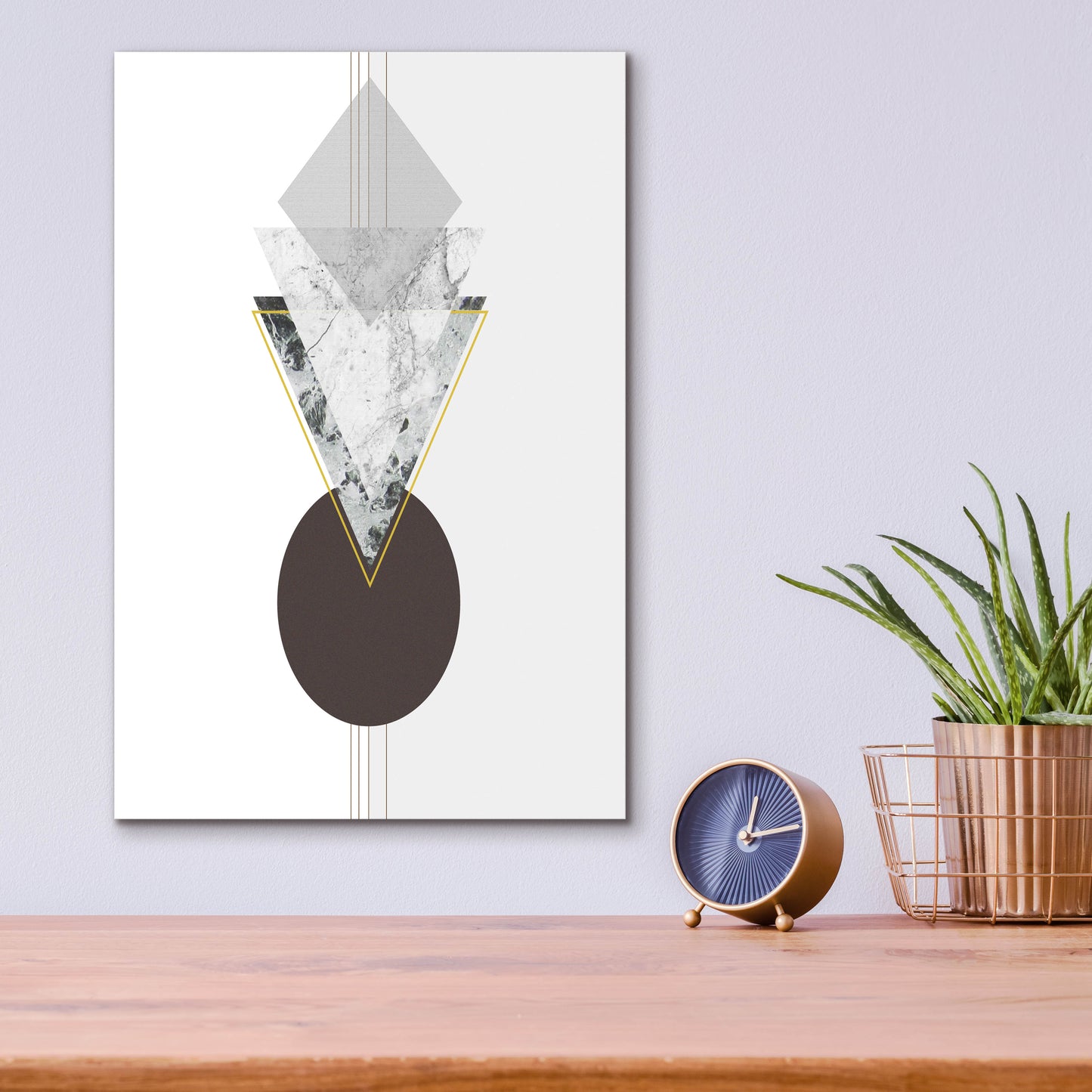 Epic Art 'Deco Grey Marble Triangle' by Sabrina Balbuena, Acrylic Glass Wall Art,12x16