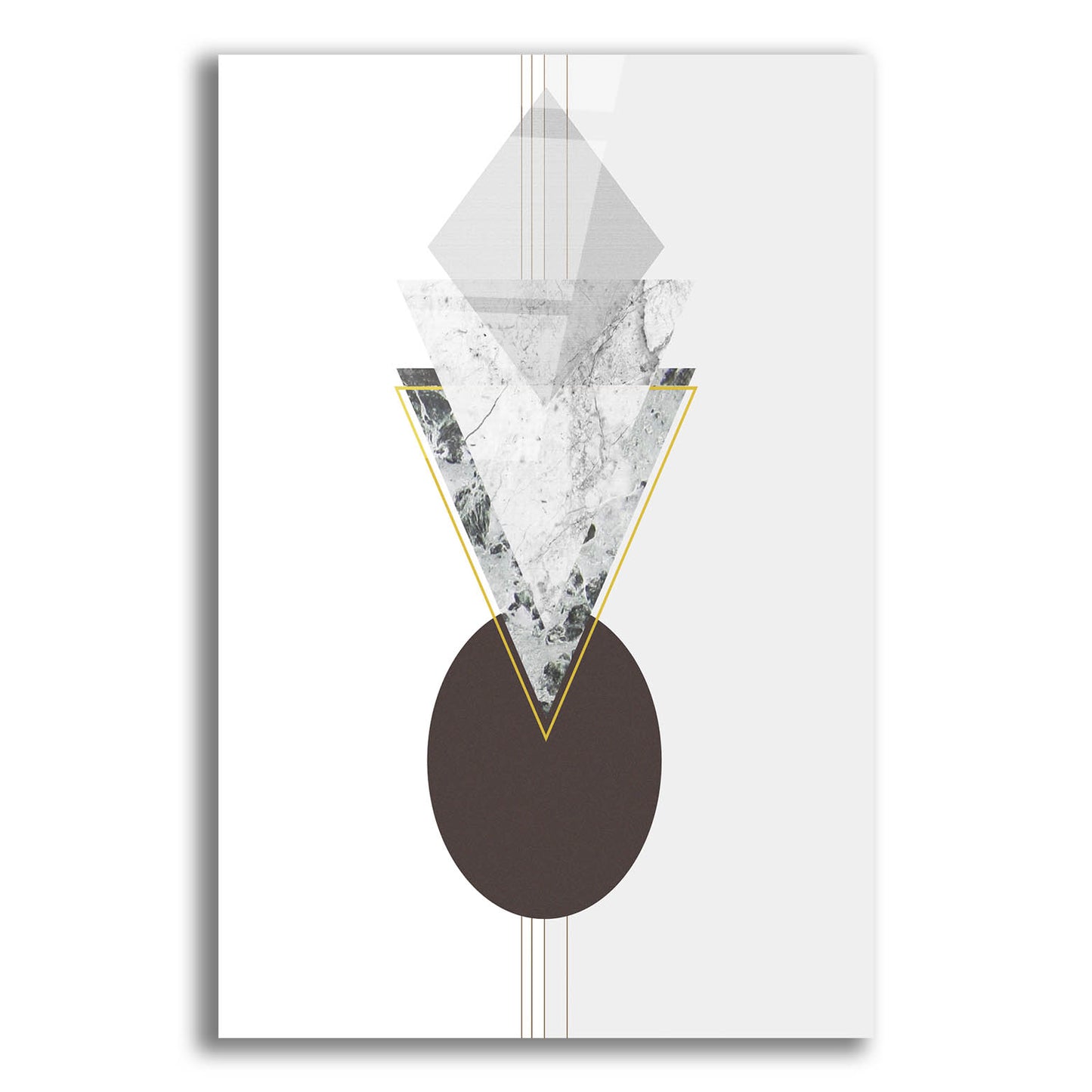 Epic Art 'Deco Grey Marble Triangle' by Sabrina Balbuena, Acrylic Glass Wall Art,12x16