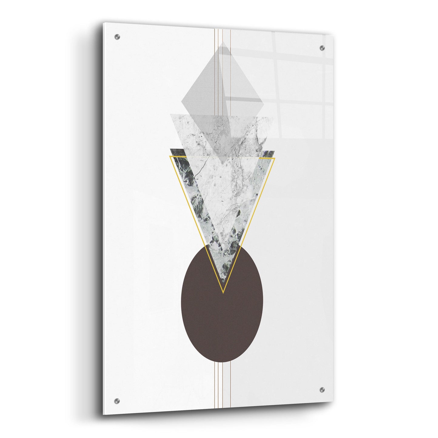 Epic Art 'Deco Grey Marble Triangle' by Sabrina Balbuena, Acrylic Glass Wall Art,24x36