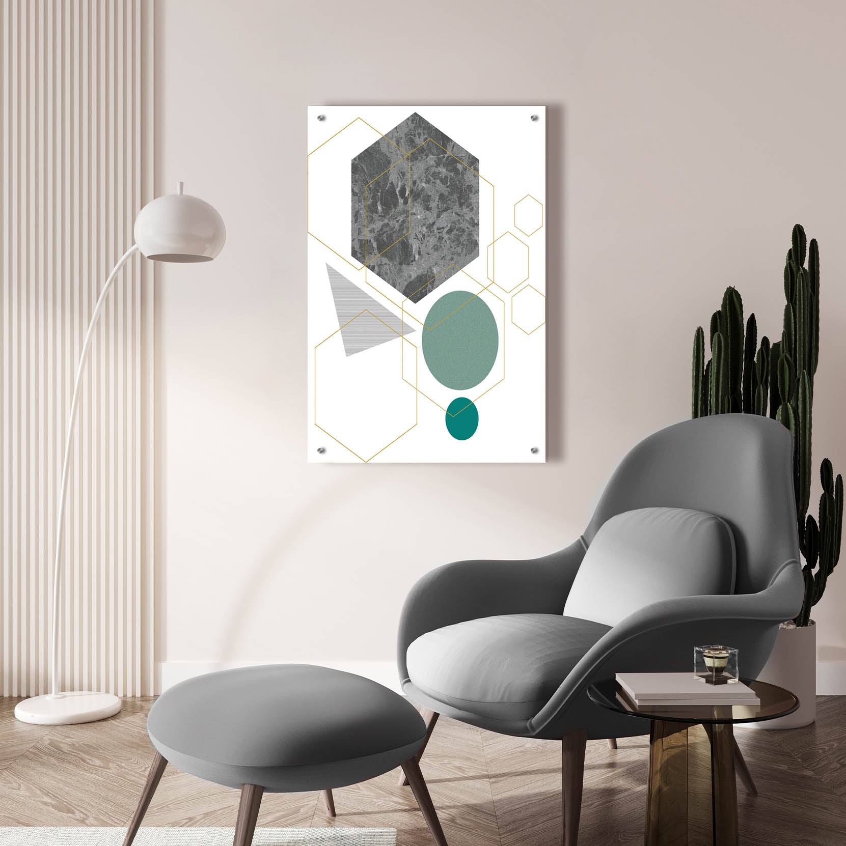 Epic Art 'Deco Grey Marbleon' by Sabrina Balbuena, Acrylic Glass Wall Art,24x36