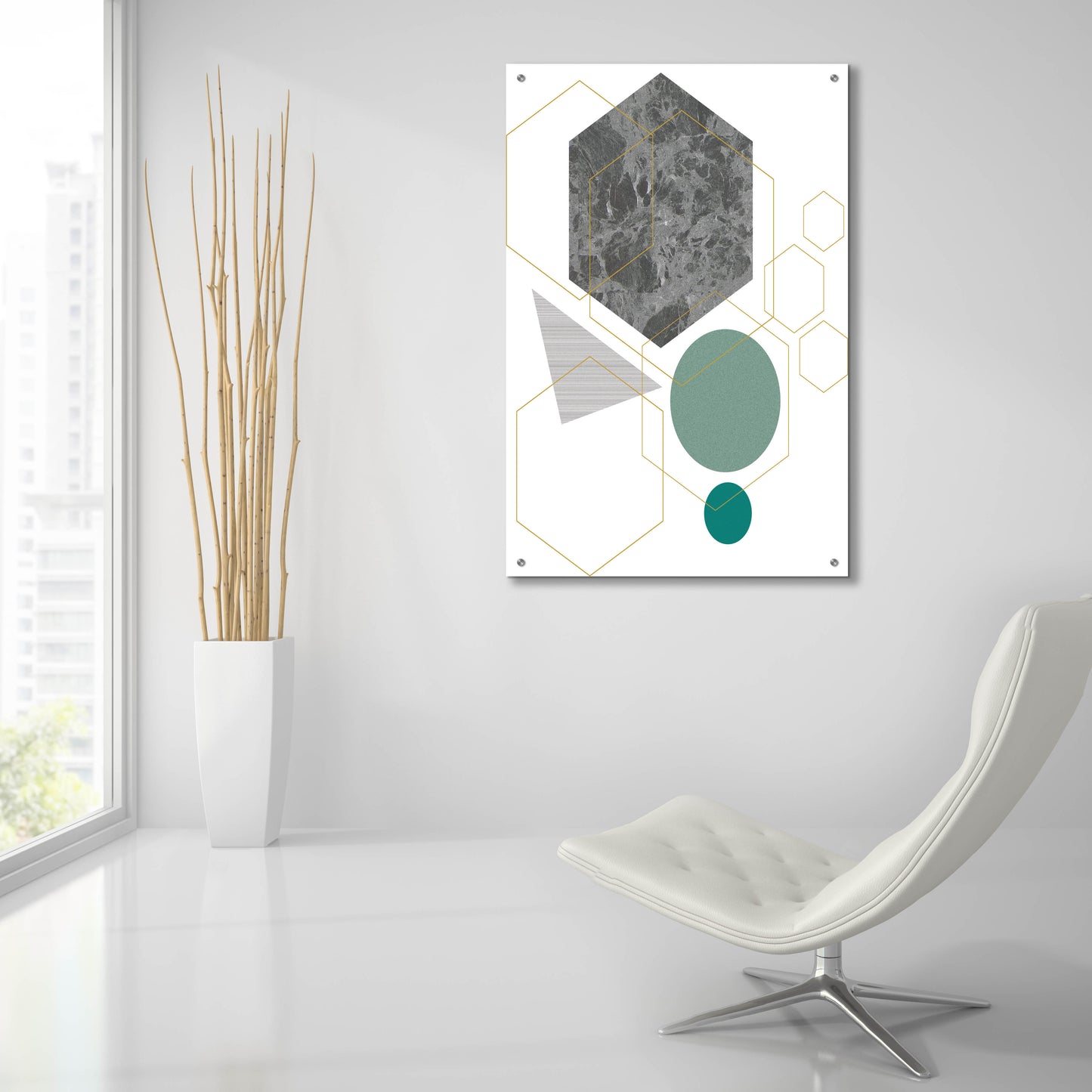 Epic Art 'Deco Grey Marbleon' by Sabrina Balbuena, Acrylic Glass Wall Art,24x36