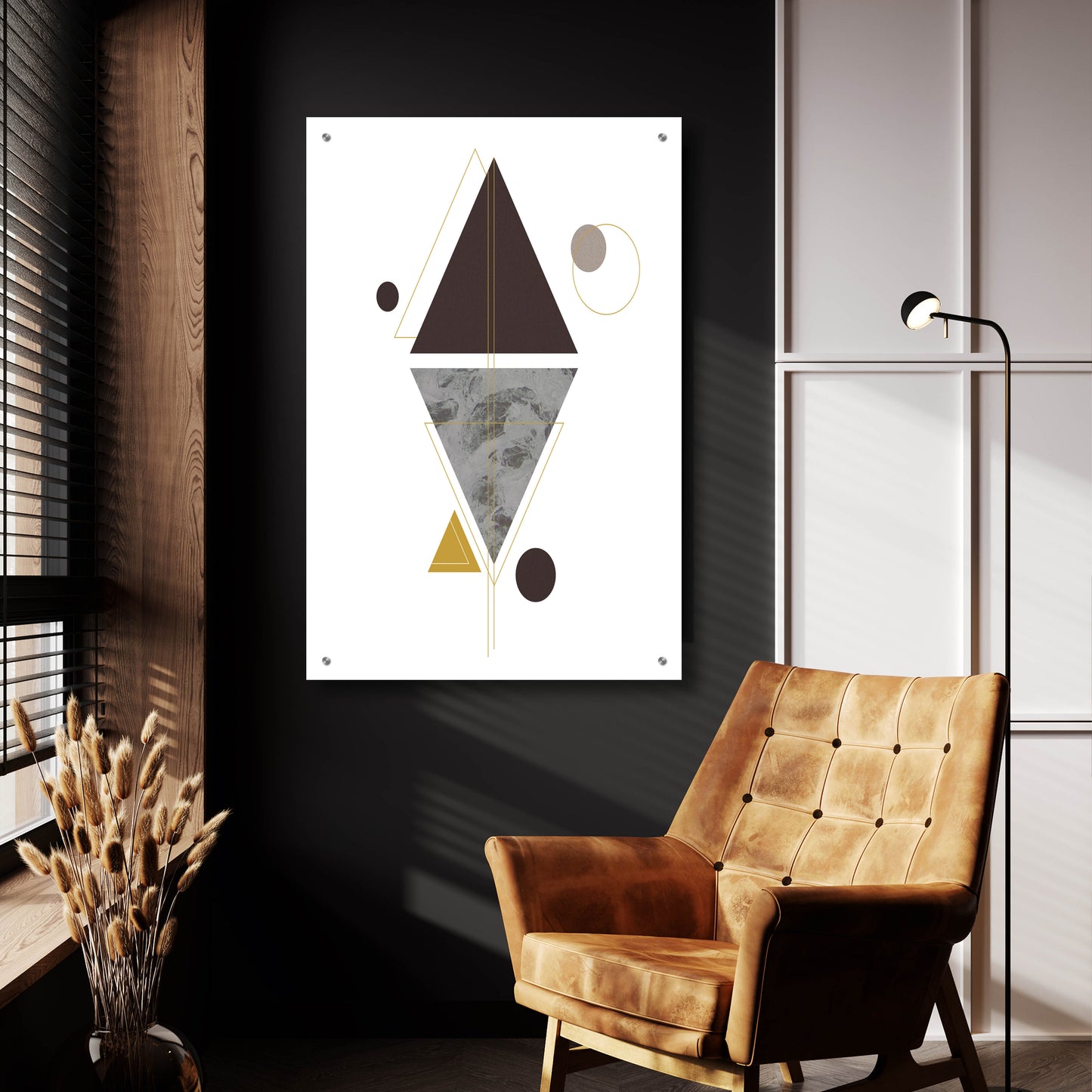 Epic Art 'Deco Black Triangle' by Sabrina Balbuena, Acrylic Glass Wall Art,24x36