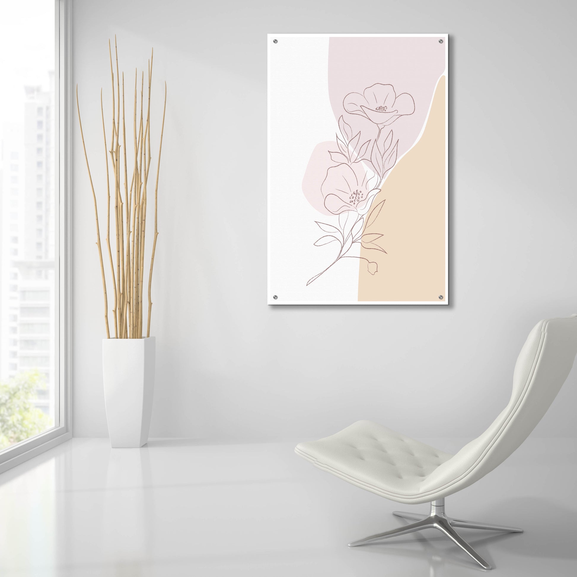 Epic Art 'Abstract Minimal Magnolia' by Sabrina Balbuena, Acrylic Glass Wall Art,24x36