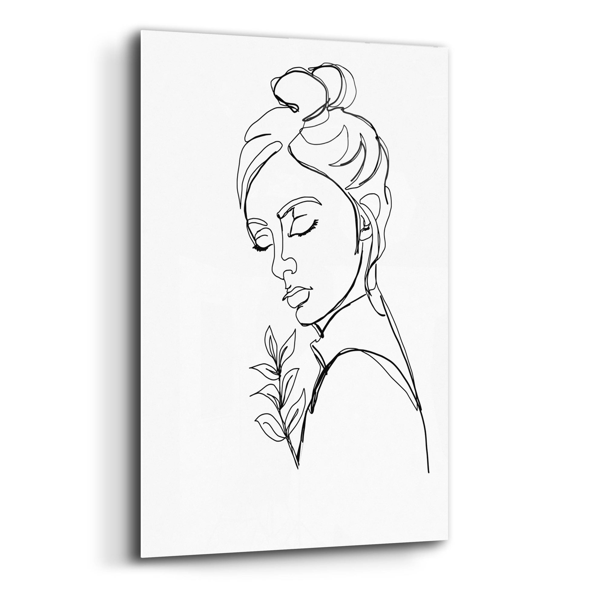 Epic Art 'Linear Meditated Woman Portrait' by Sabrina Balbuena, Acrylic Glass Wall Art,12x16