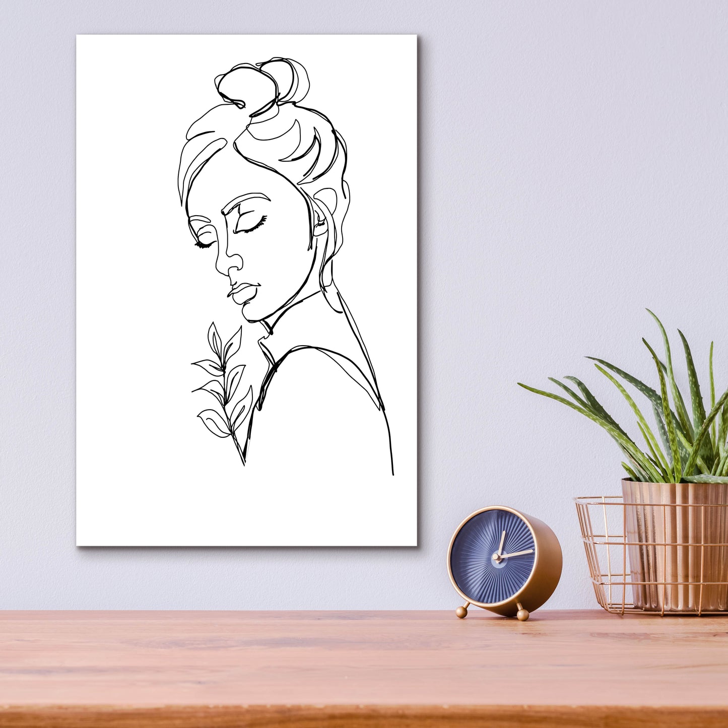 Epic Art 'Linear Meditated Woman Portrait' by Sabrina Balbuena, Acrylic Glass Wall Art,12x16