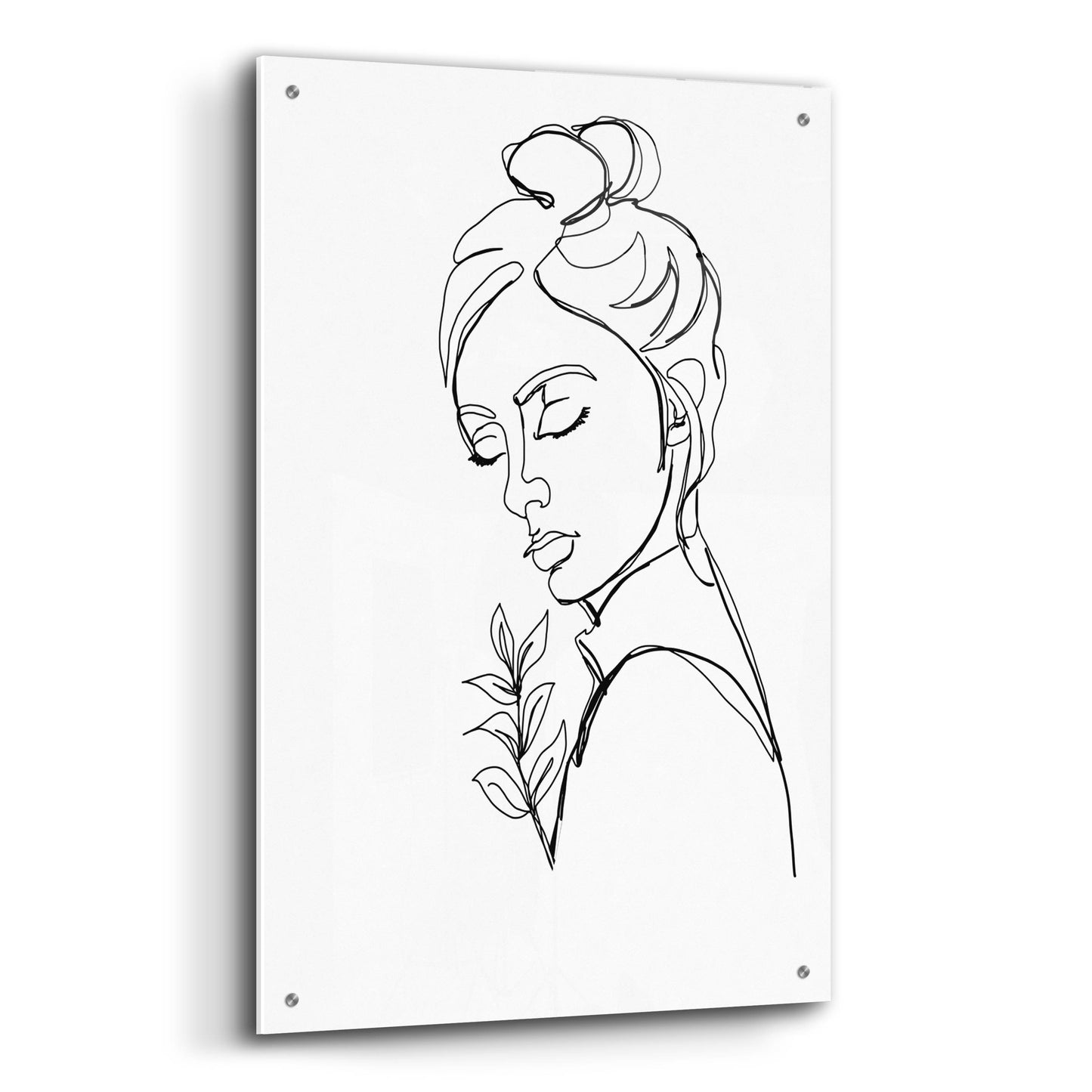 Epic Art 'Linear Meditated Woman Portrait' by Sabrina Balbuena, Acrylic Glass Wall Art,24x36