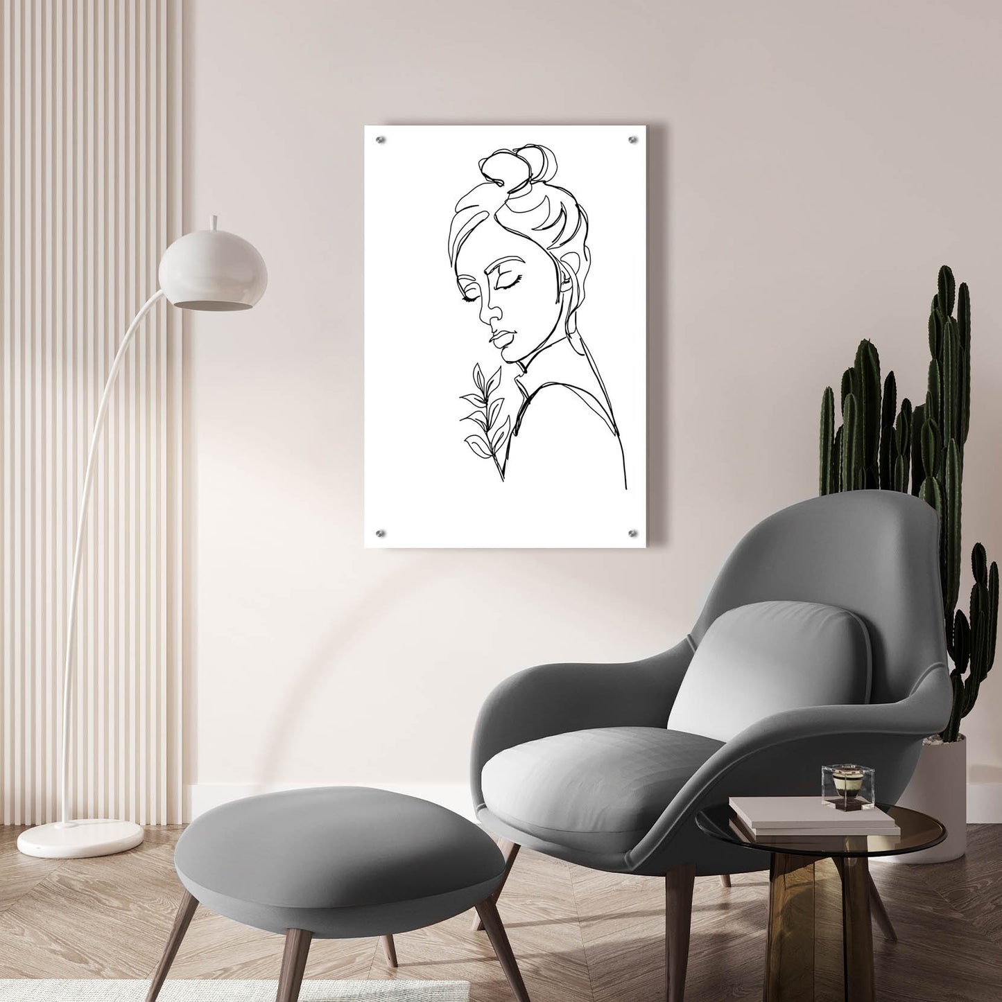 Epic Art 'Linear Meditated Woman Portrait' by Sabrina Balbuena, Acrylic Glass Wall Art,24x36