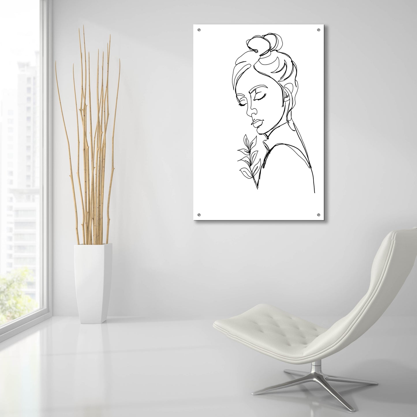 Epic Art 'Linear Meditated Woman Portrait' by Sabrina Balbuena, Acrylic Glass Wall Art,24x36