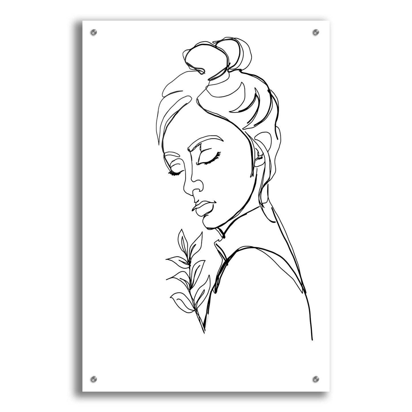 Epic Art 'Linear Meditated Woman Portrait' by Sabrina Balbuena, Acrylic Glass Wall Art,24x36