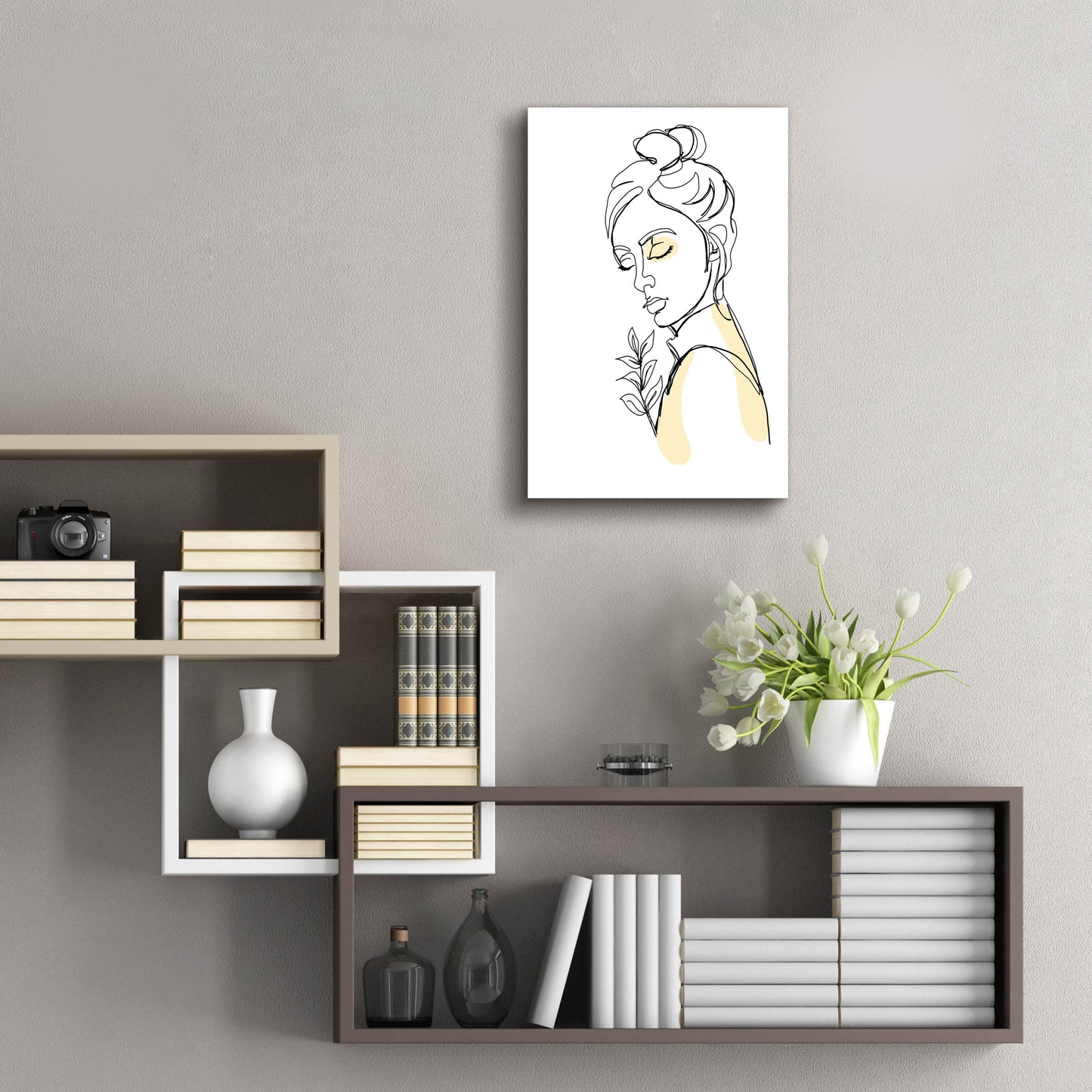 Epic Art 'Linear Meditated Woman Portrait 2' by Sabrina Balbuena, Acrylic Glass Wall Art,16x24