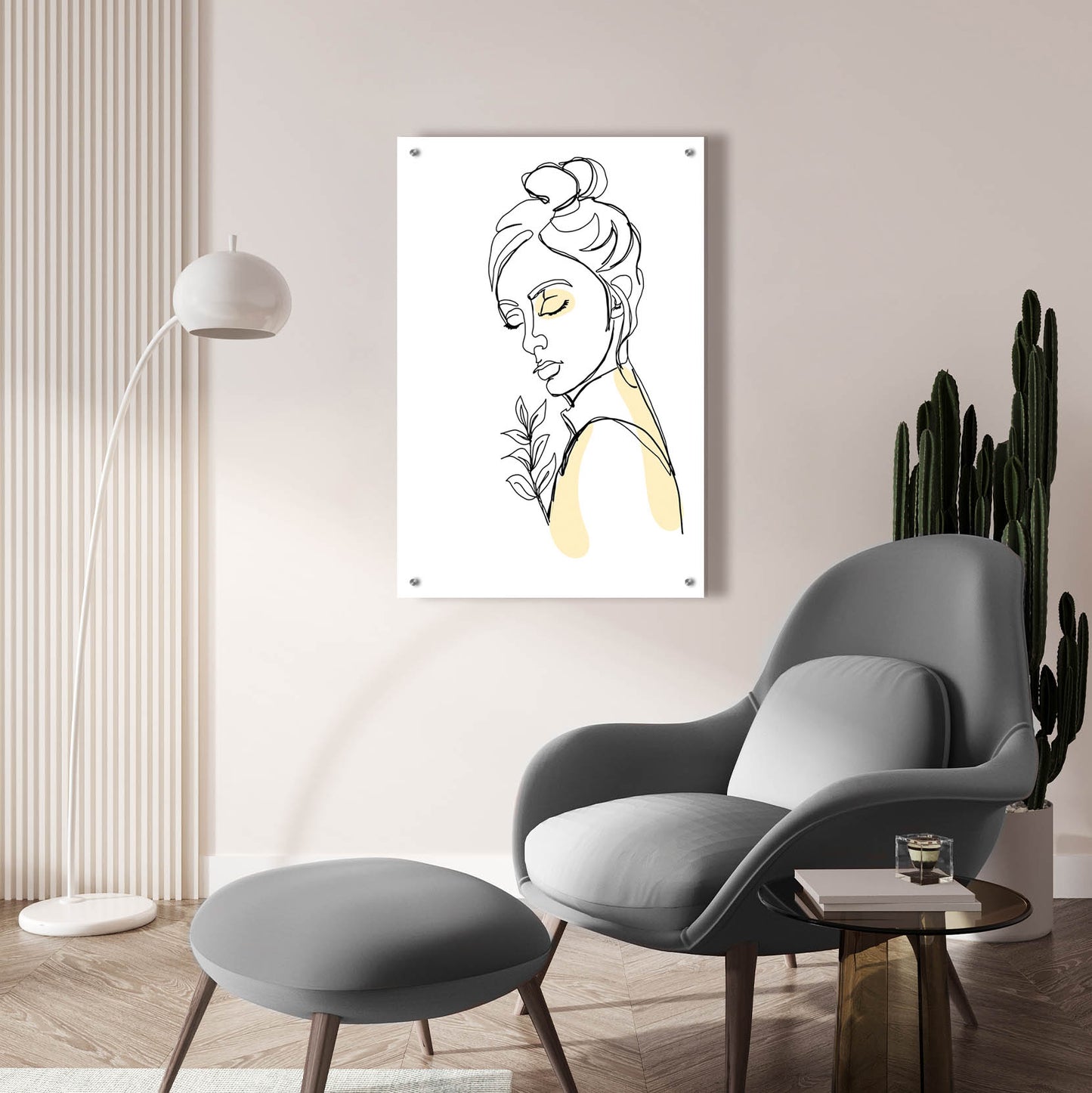 Epic Art 'Linear Meditated Woman Portrait 2' by Sabrina Balbuena, Acrylic Glass Wall Art,24x36