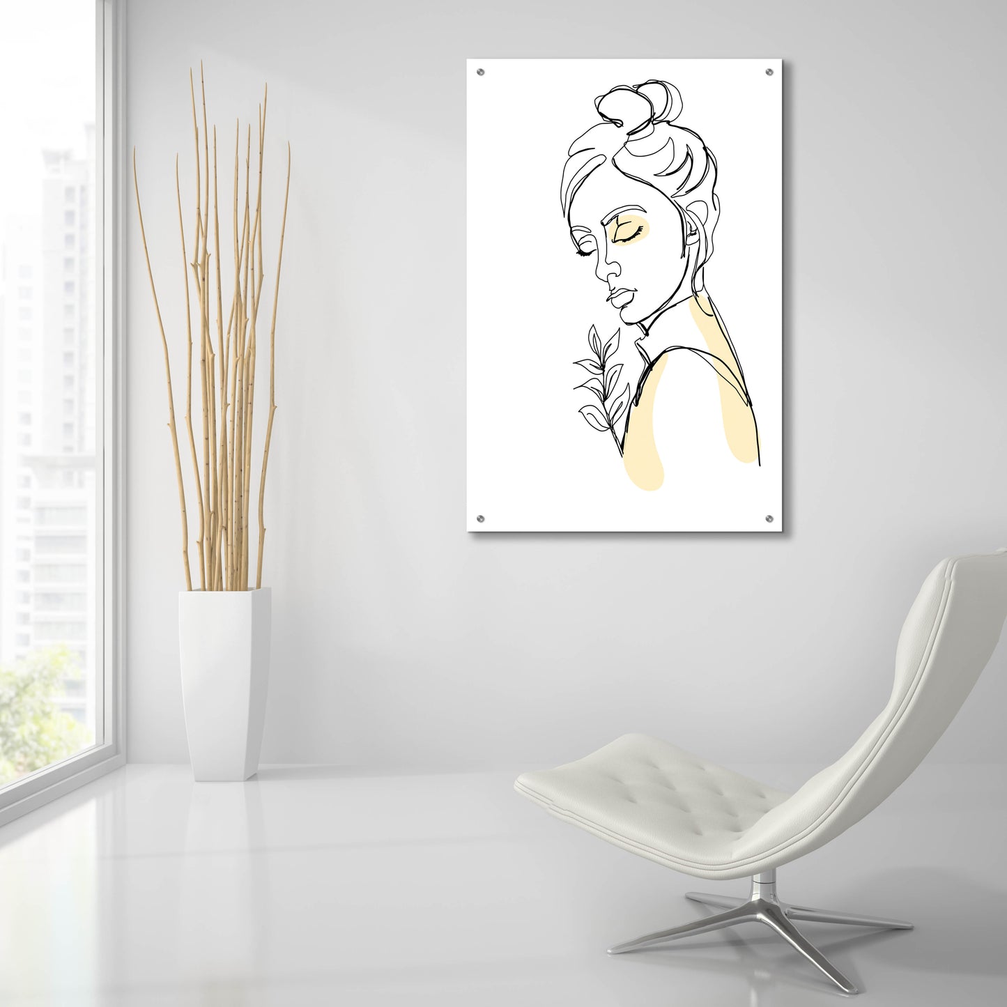 Epic Art 'Linear Meditated Woman Portrait 2' by Sabrina Balbuena, Acrylic Glass Wall Art,24x36