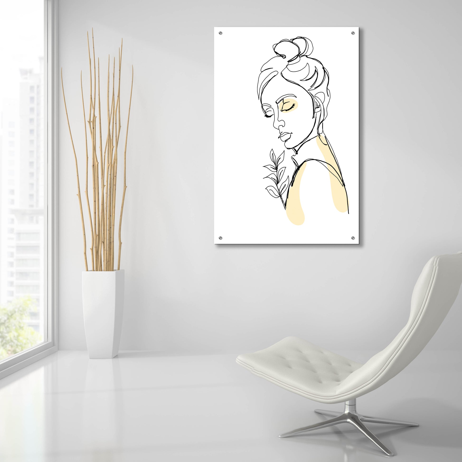 Epic Art 'Linear Meditated Woman Portrait 2' by Sabrina Balbuena, Acrylic Glass Wall Art,24x36