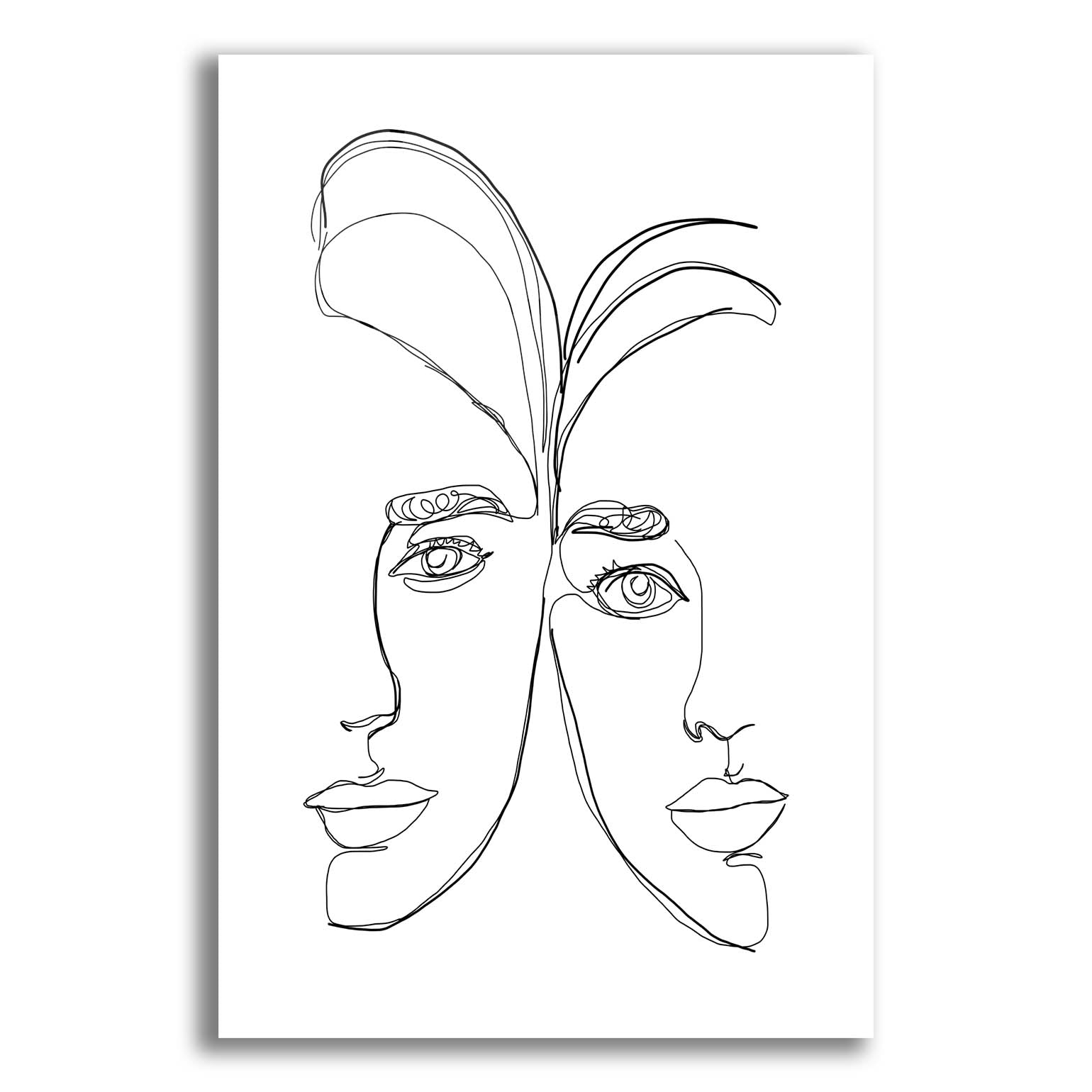 Epic Art 'Linear Couple Women Portrait' by Sabrina Balbuena, Acrylic Glass Wall Art,12x16