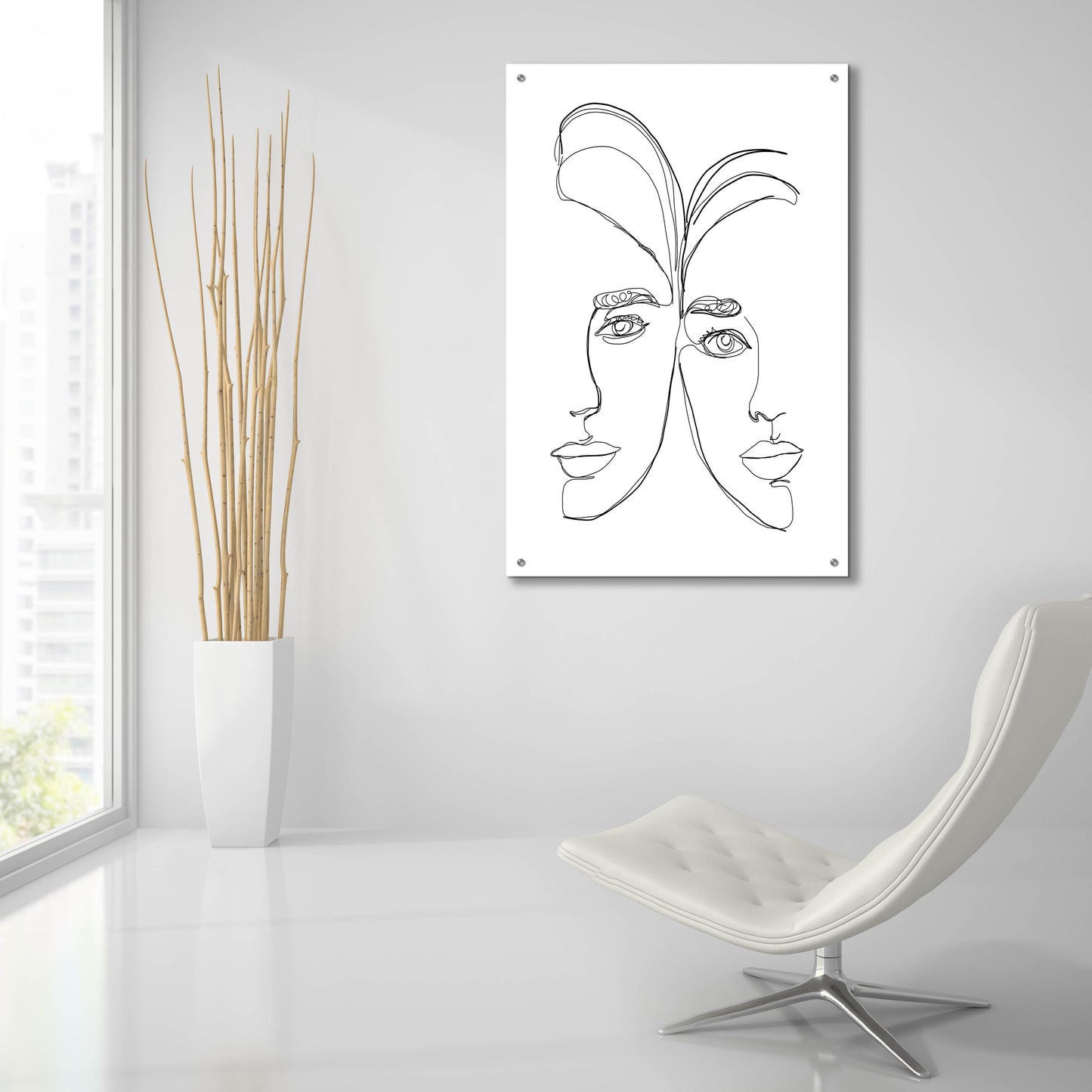 Epic Art 'Linear Couple Women Portrait' by Sabrina Balbuena, Acrylic Glass Wall Art,24x36