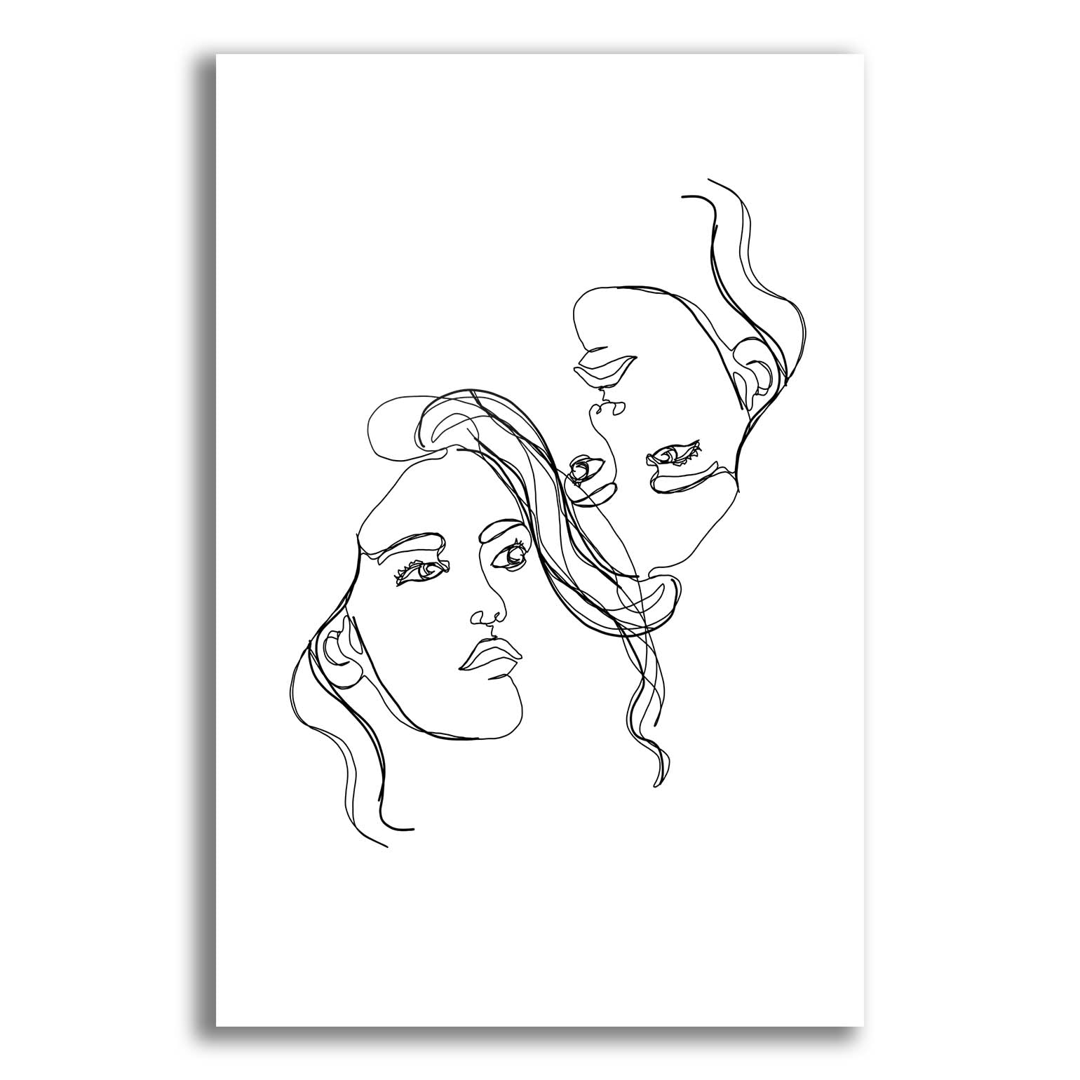 Epic Art 'Linear Gemini Women Portrait' by Sabrina Balbuena, Acrylic Glass Wall Art,12x16