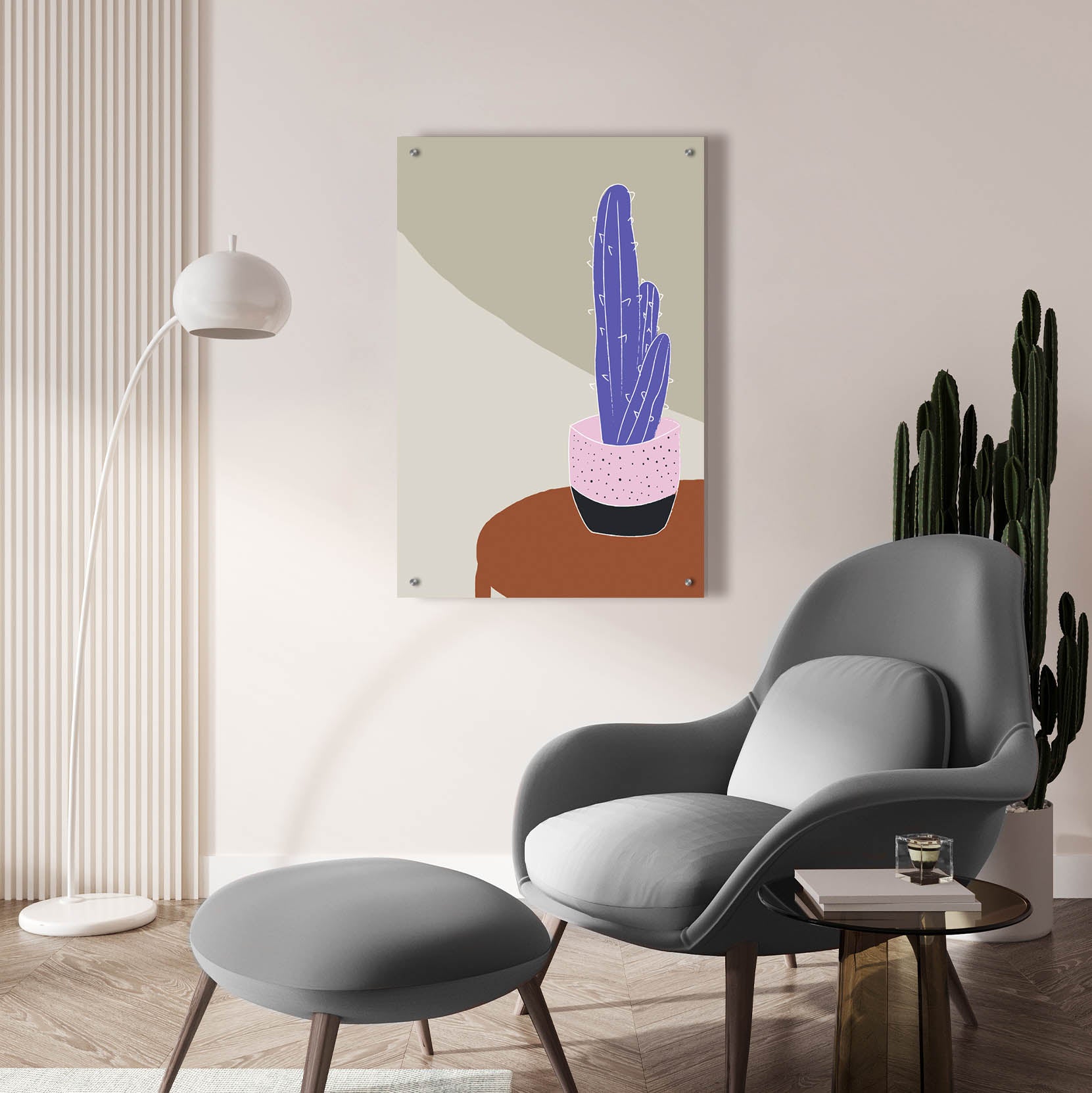 Epic Art 'Cactus On A Pot Hot And Cold Trend' by Sabrina Balbuena, Acrylic Glass Wall Art,24x36