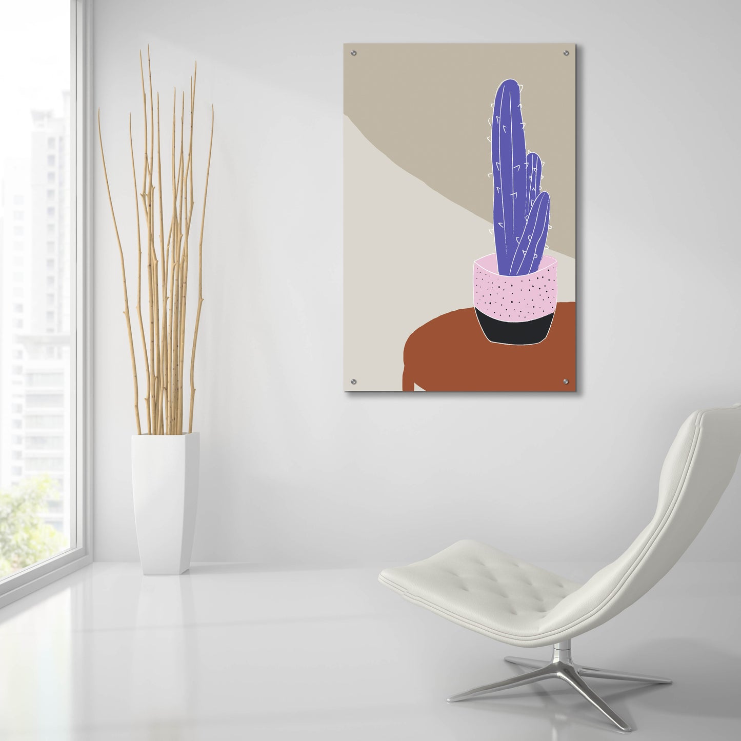 Epic Art 'Cactus On A Pot Hot And Cold Trend' by Sabrina Balbuena, Acrylic Glass Wall Art,24x36