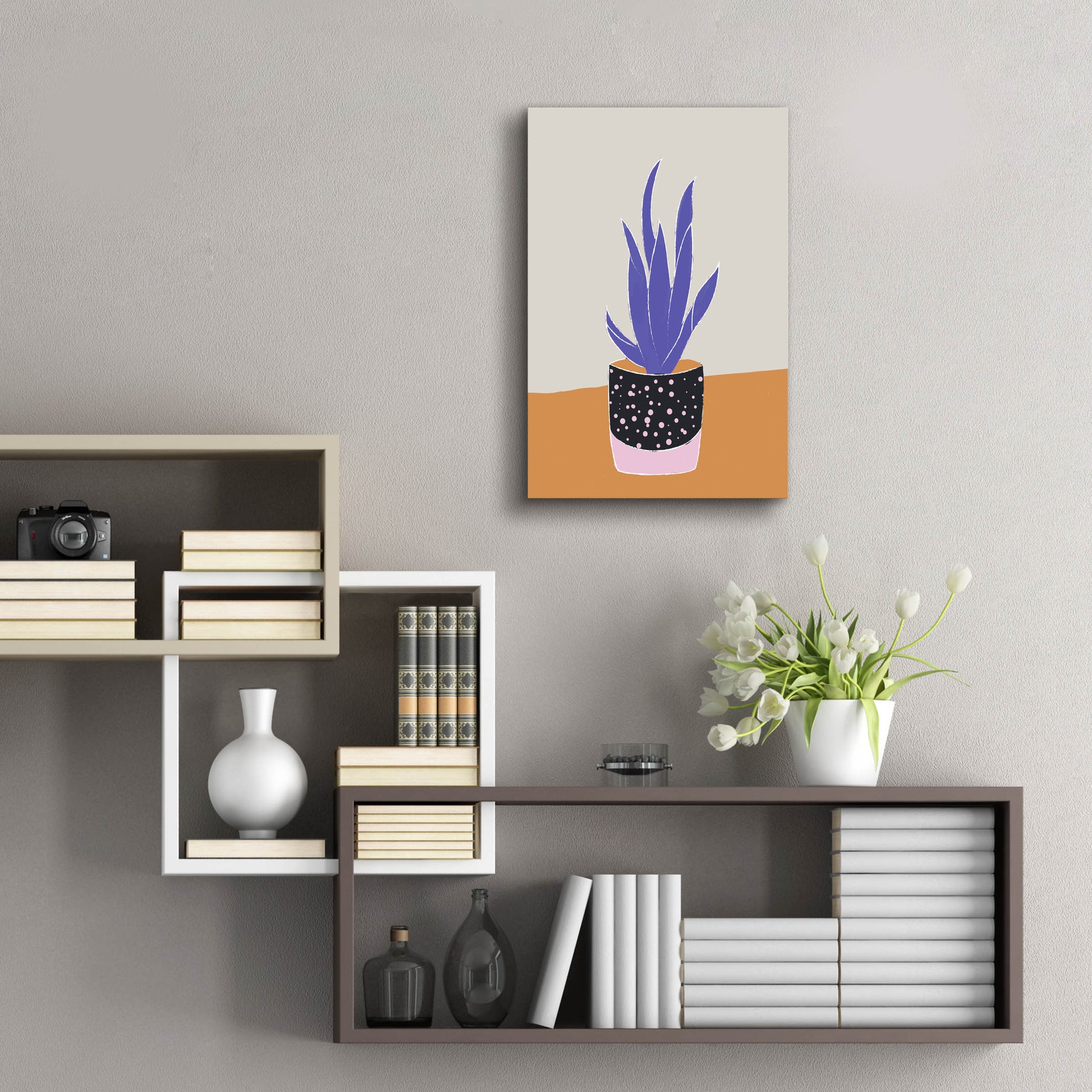 Epic Art 'Tropical Plant On A Pot Hot And Cold Trend' by Sabrina Balbuena, Acrylic Glass Wall Art,16x24