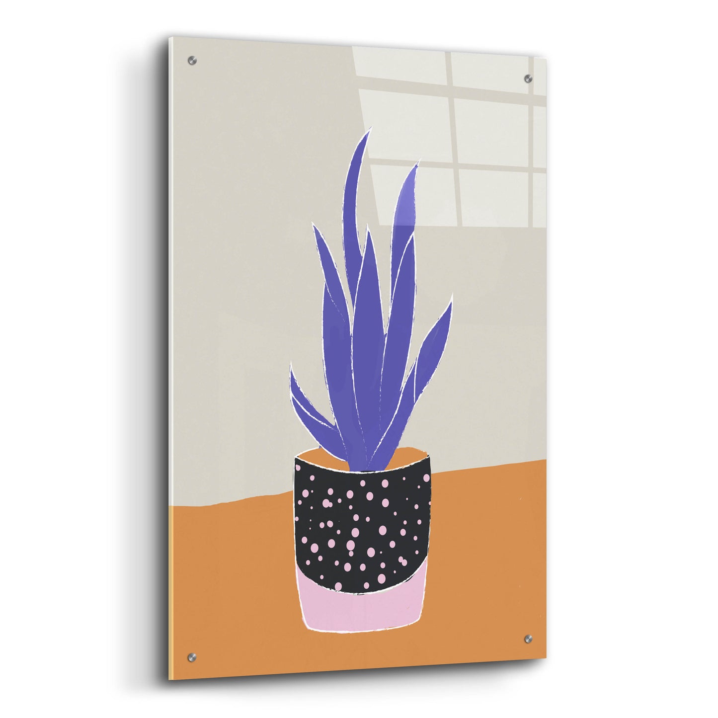 Epic Art 'Tropical Plant On A Pot Hot And Cold Trend' by Sabrina Balbuena, Acrylic Glass Wall Art,24x36