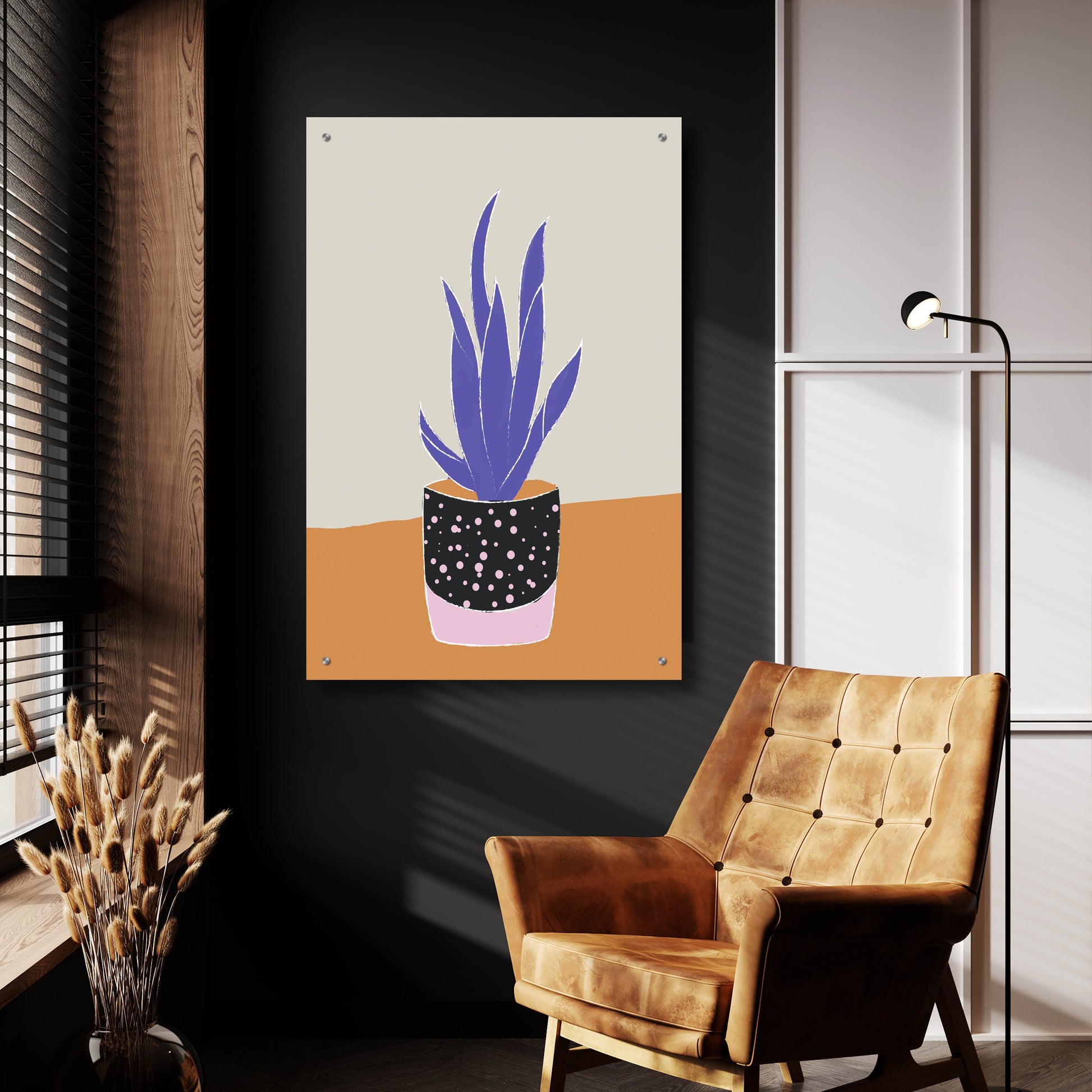 Epic Art 'Tropical Plant On A Pot Hot And Cold Trend' by Sabrina Balbuena, Acrylic Glass Wall Art,24x36